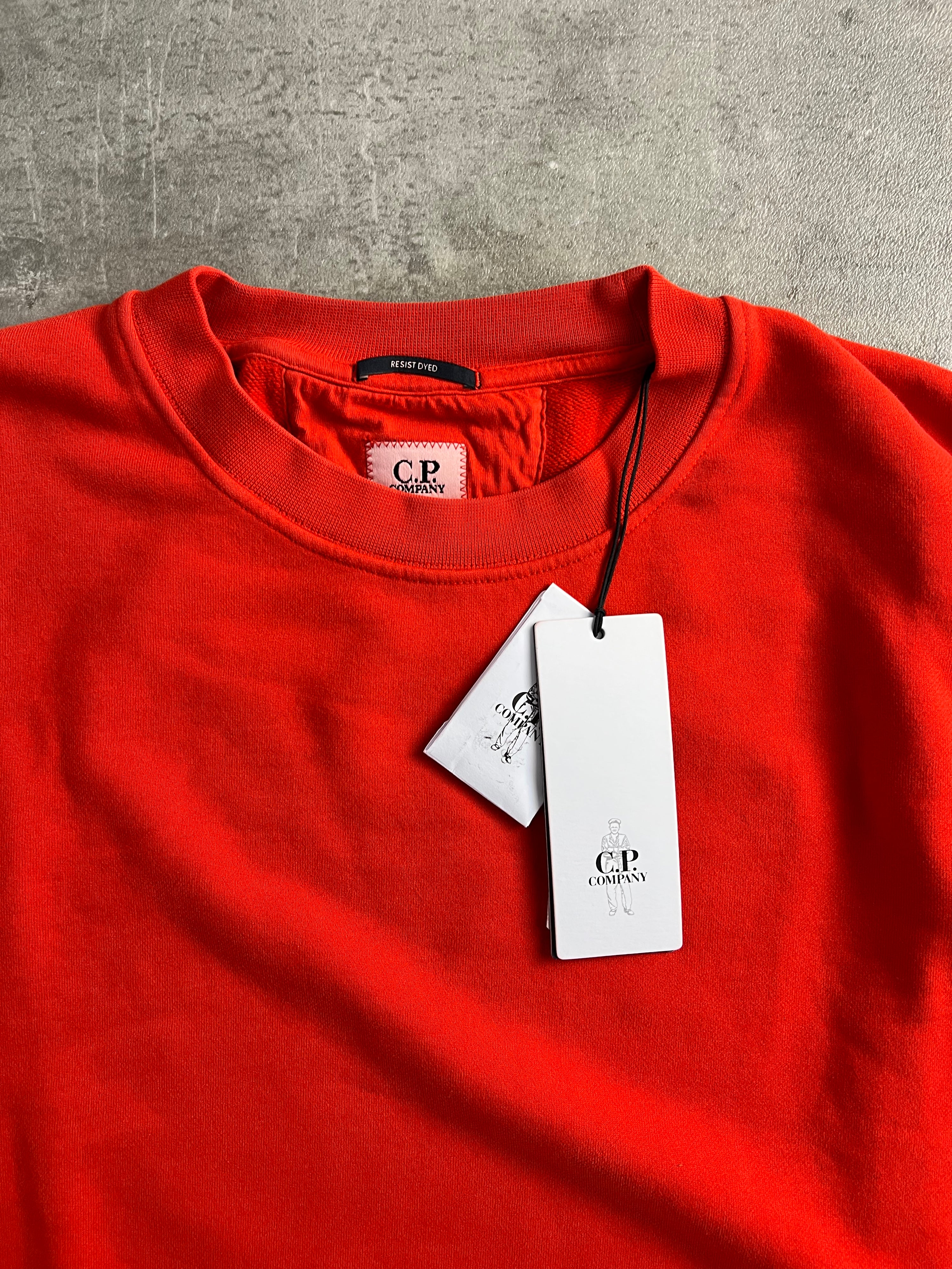 CP COMPANY CREWNECK DIAGONAL FLEECE LENS ORANGE - XL