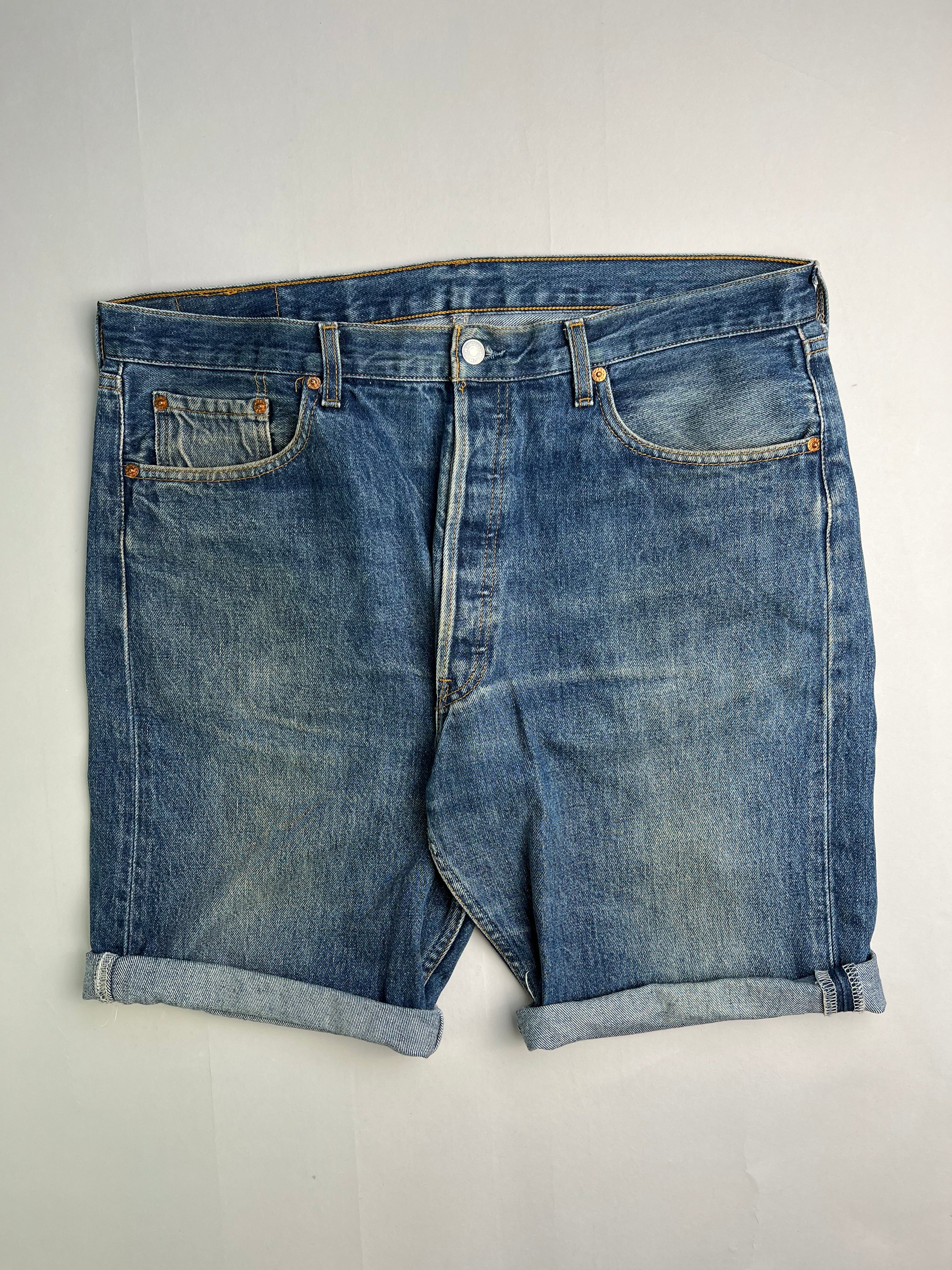 LEVIS 501 JEANS SHORTS BLUE WASH - W38