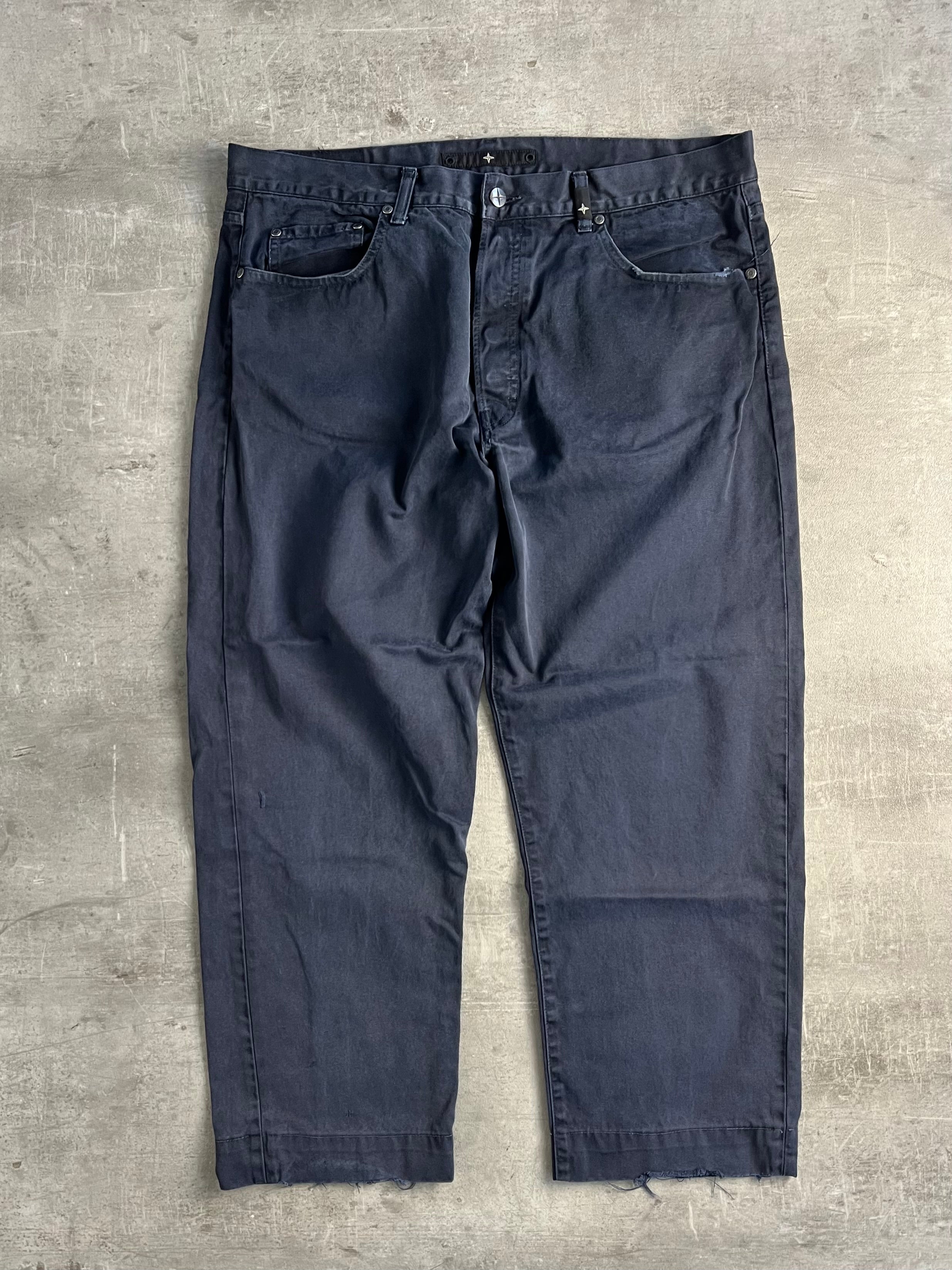 STONE ISLAND DENIMS COTTON PANTS NAVY BLUE - 40