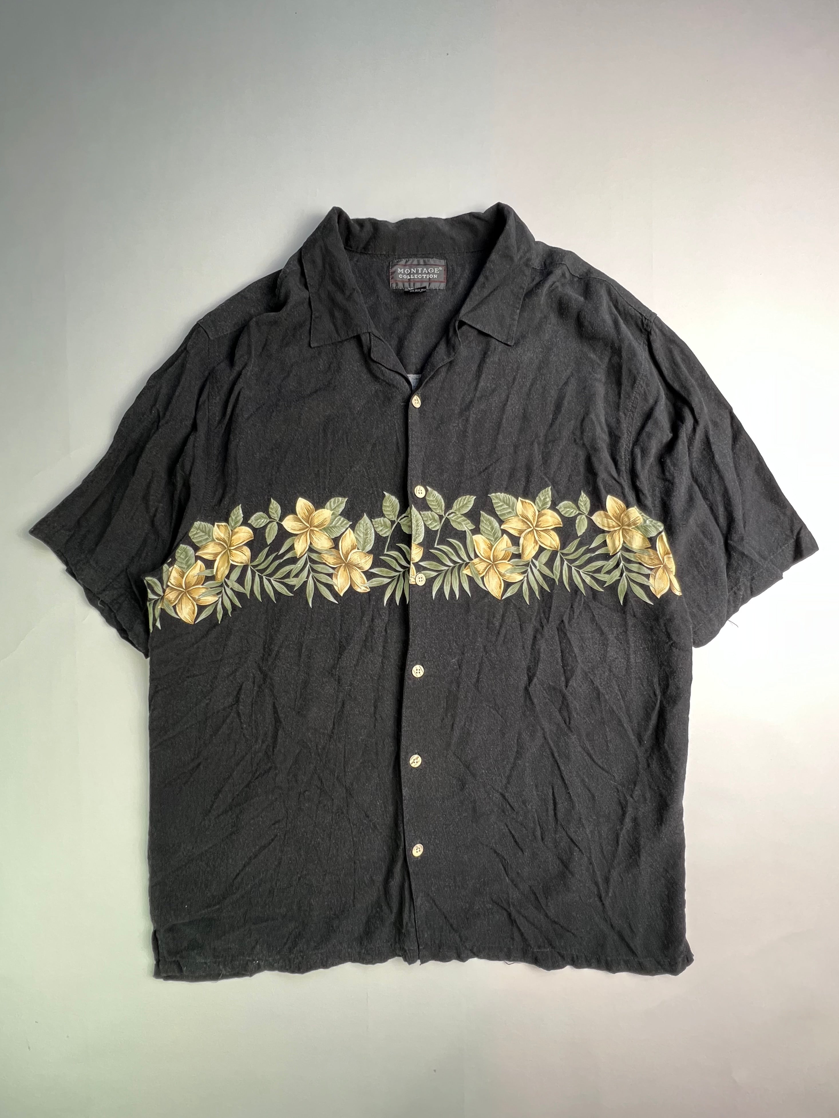 VINTAGE HAWAIIAN SHIRT BLACK - L