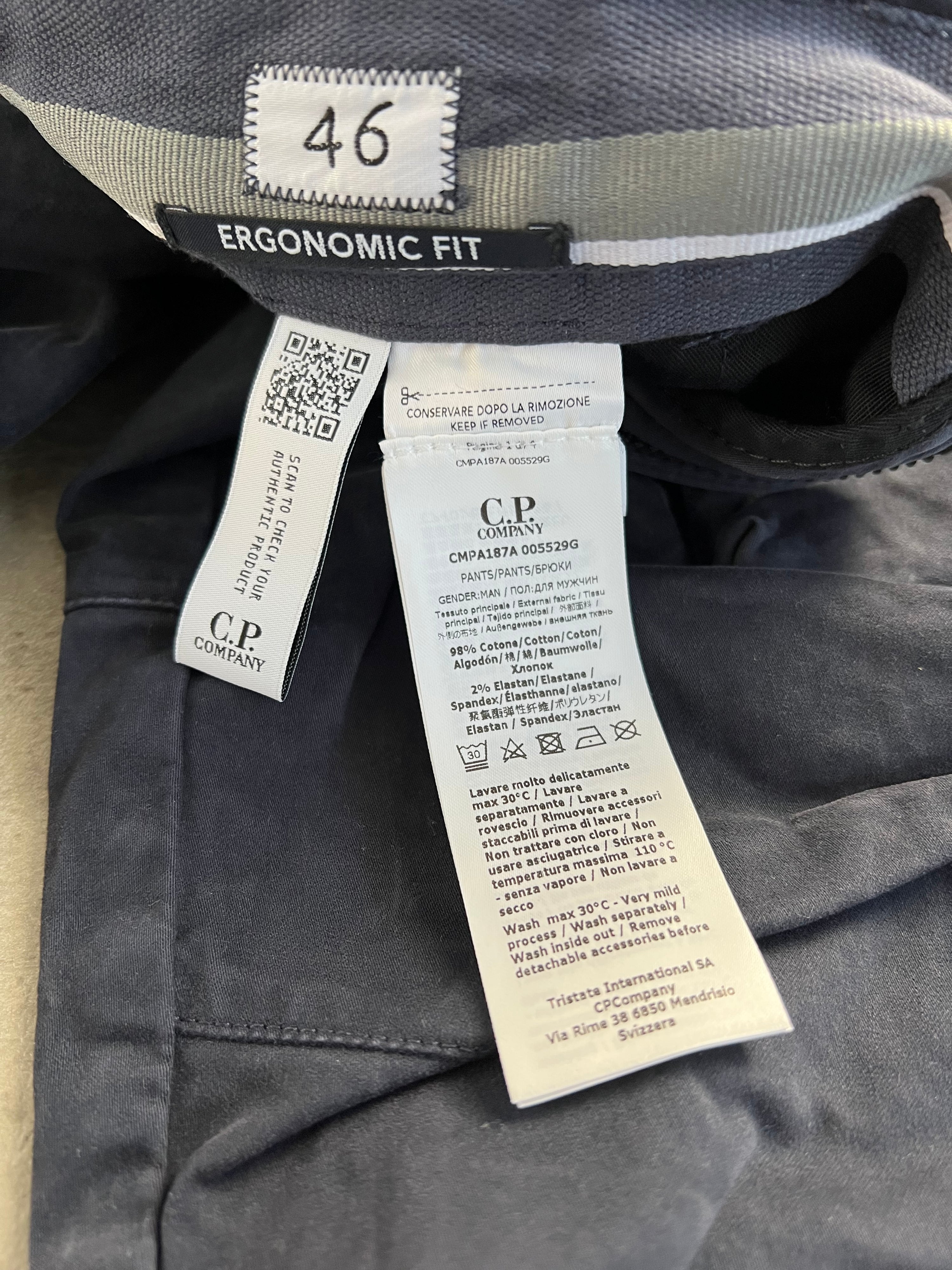 CP COMPANY CARGO PANTS STRETCH SATEEN ERGONOMIC LENS - 46