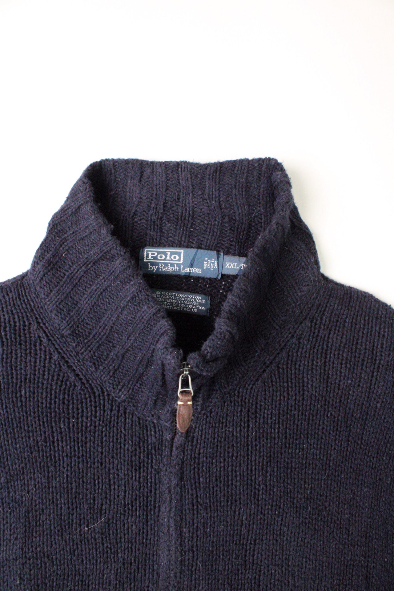 RALPH LAUREN FULL ZIP SWEATER NAVY BLUE - XXL