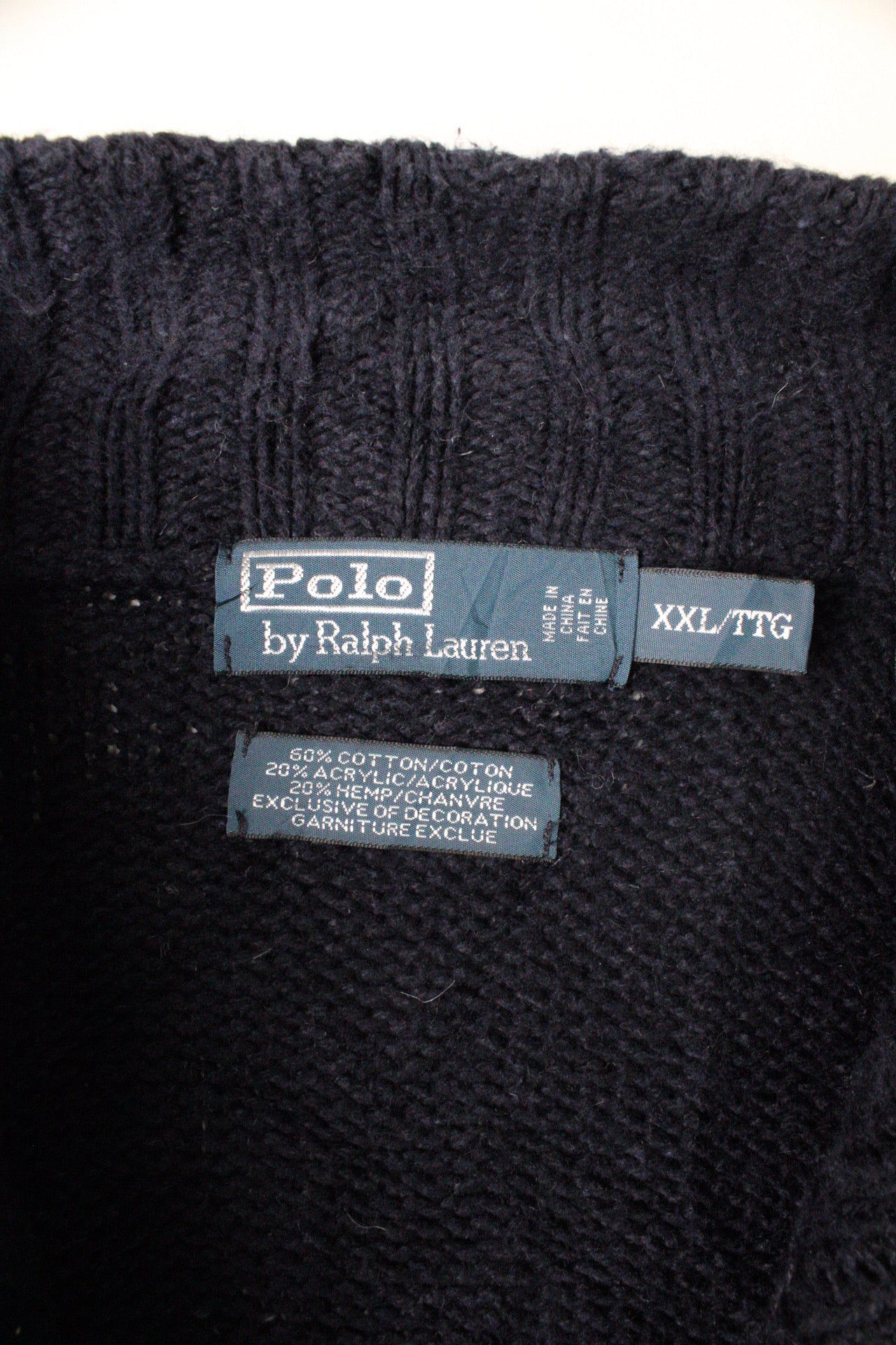 RALPH LAUREN FULL ZIP SWEATER NAVY BLUE - XXL