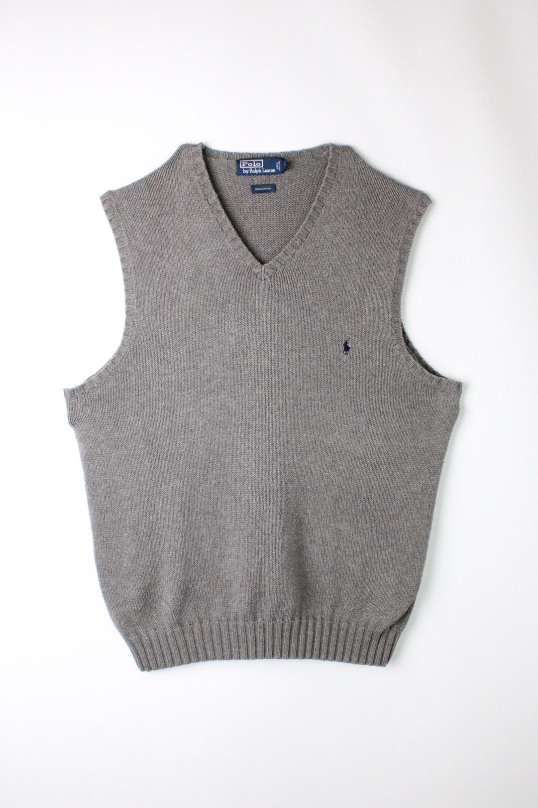 RALPH LAUREN COTTON KNIT VEST GRAY - L