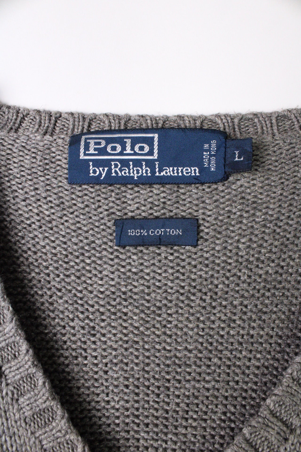 RALPH LAUREN COTTON KNIT VEST GRAY - L