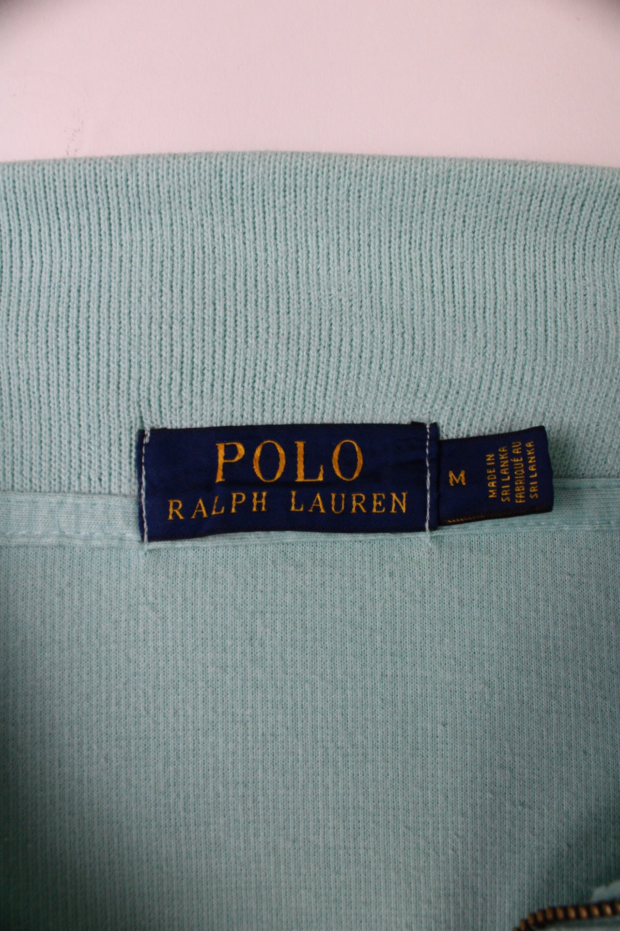 RALPH LAUREN QUARTER ZIP SWEATER AQUA GREEN - M