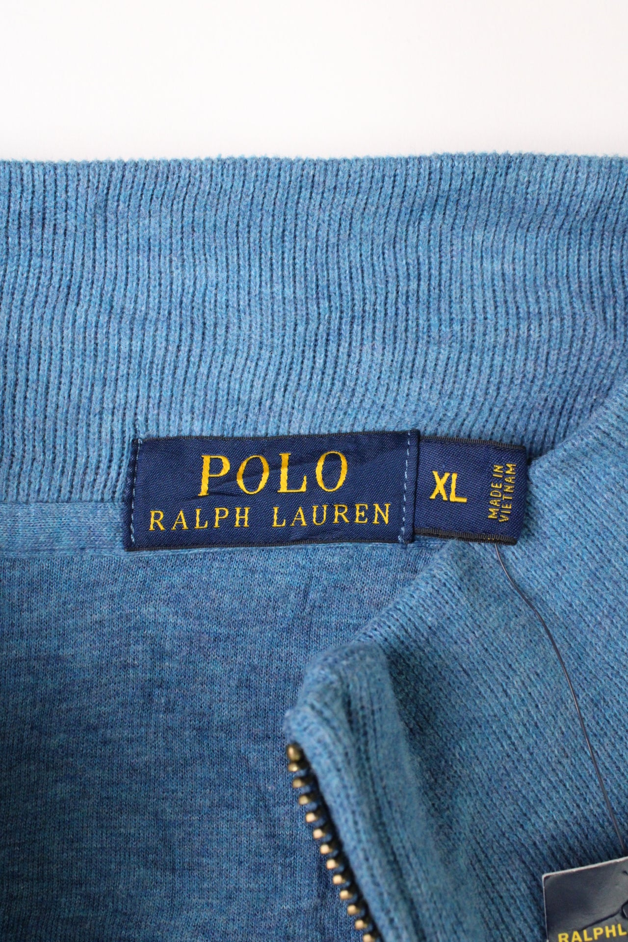 RALPH LAUREN QUARTER ZIP SWEATER LIGHT BLUE - XL