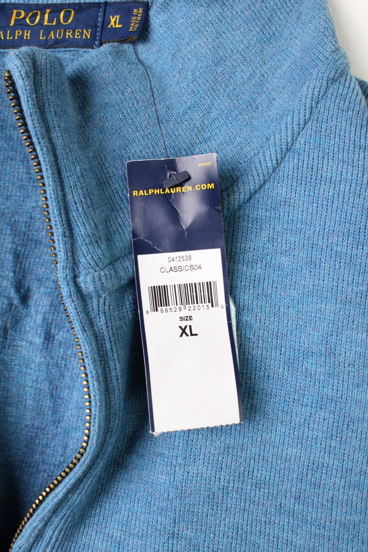 RALPH LAUREN QUARTER ZIP SWEATER LIGHT BLUE - XL