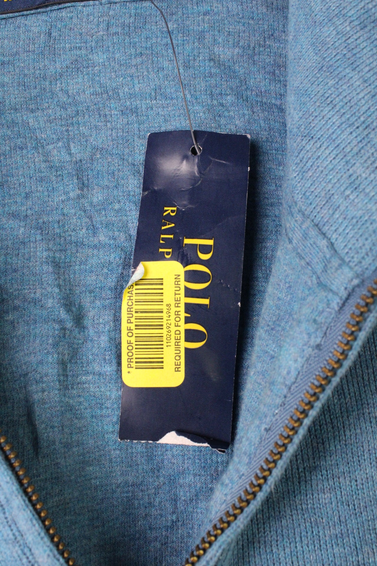 RALPH LAUREN QUARTER ZIP SWEATER LIGHT BLUE - XL