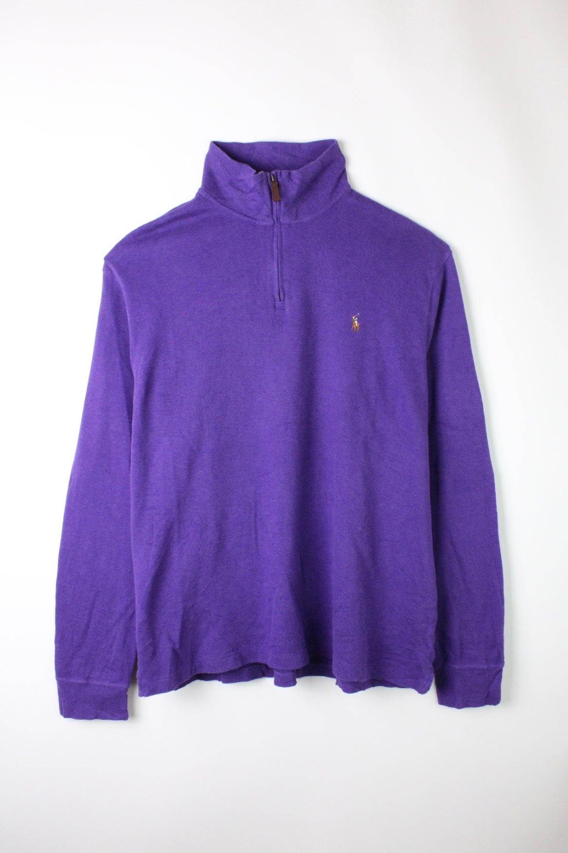 RALPH LAUREN QUARTER ZIP COTTON SWEATER PURPLE - XL