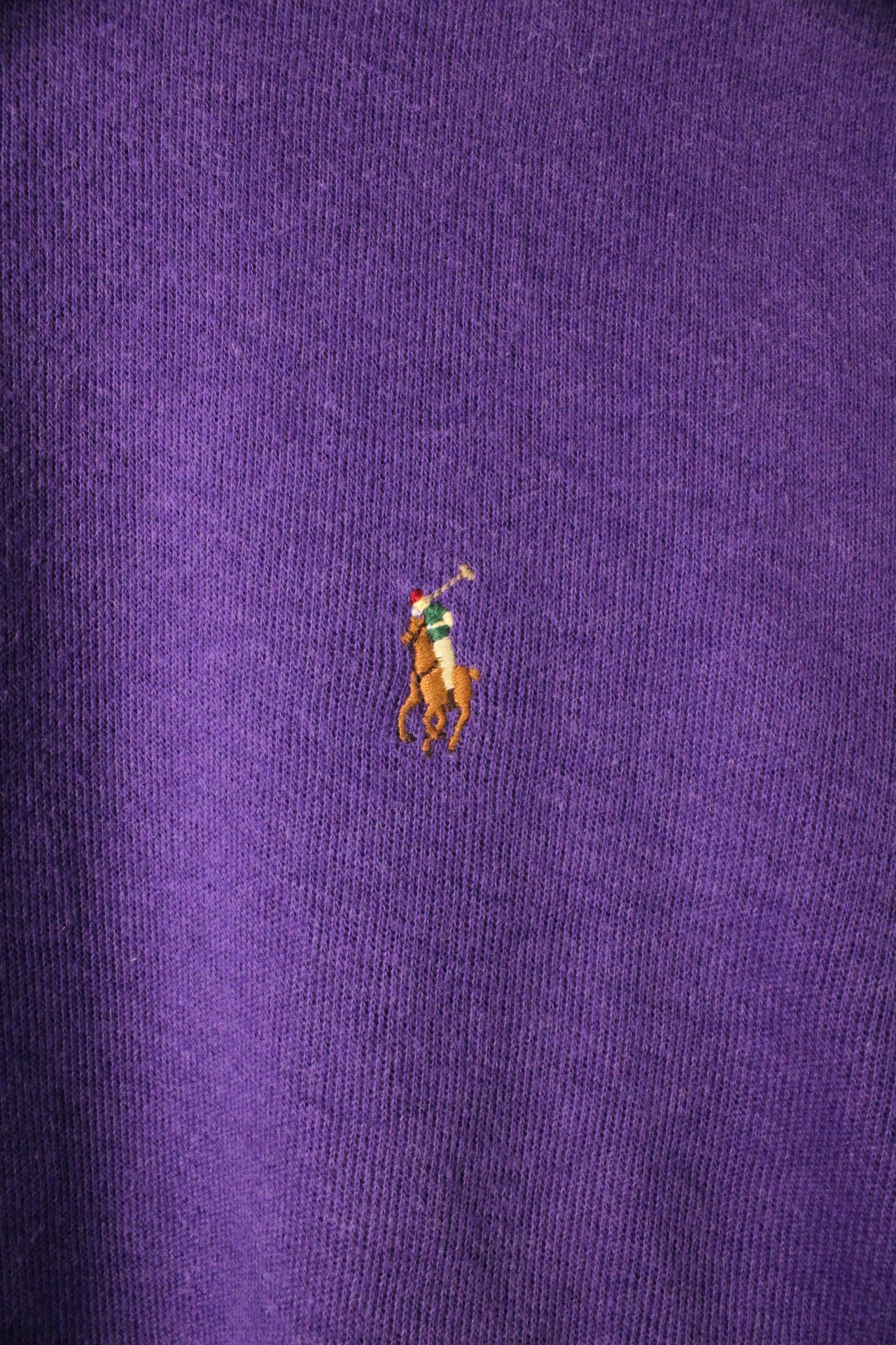 RALPH LAUREN QUARTER ZIP COTTON SWEATER PURPLE - XL