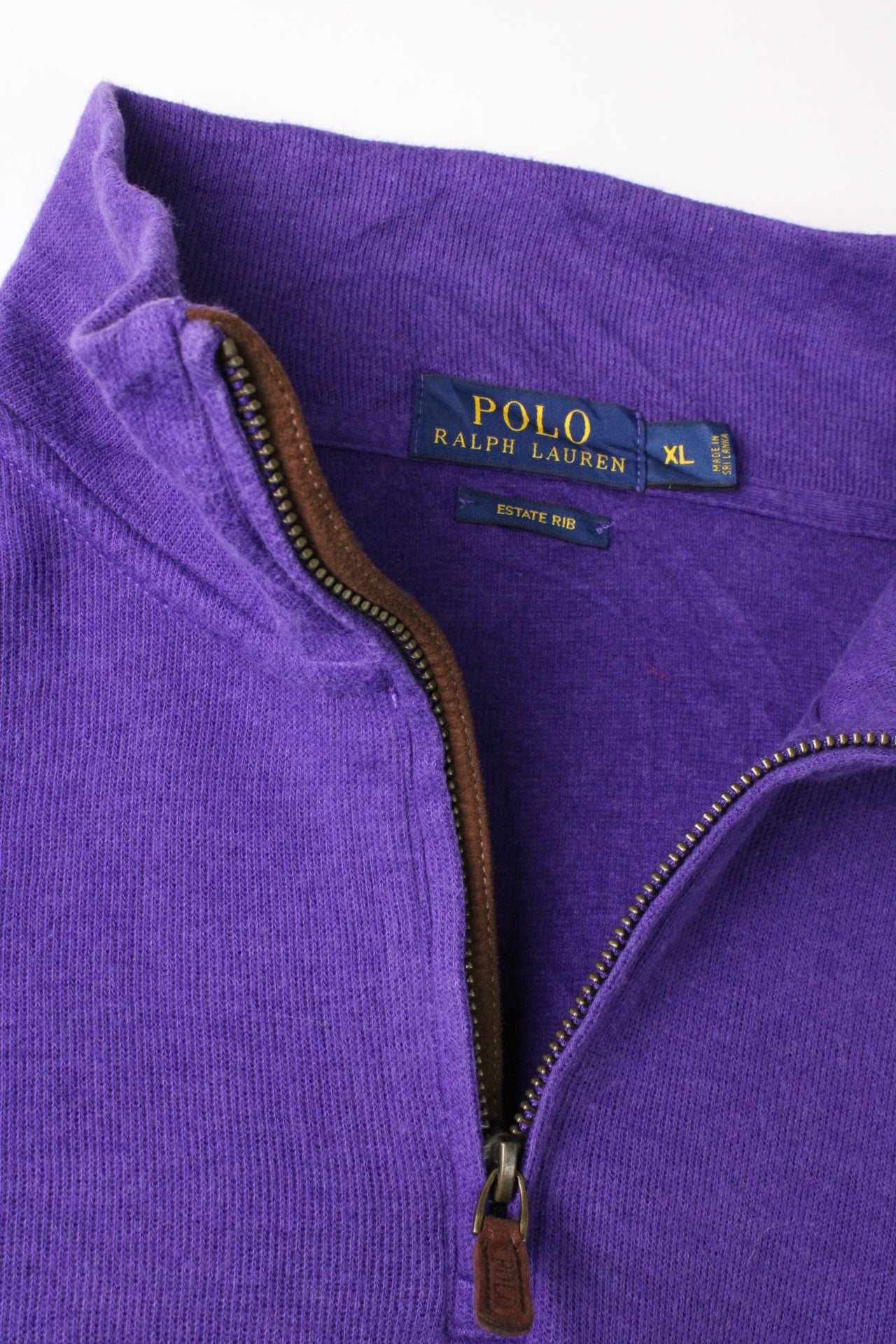 RALPH LAUREN QUARTER ZIP COTTON SWEATER PURPLE - XL