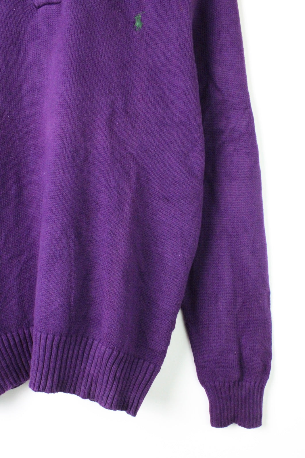 RALPH LAUREN QUARTER BUTTON COTTON SWEATER PURPLE - XL