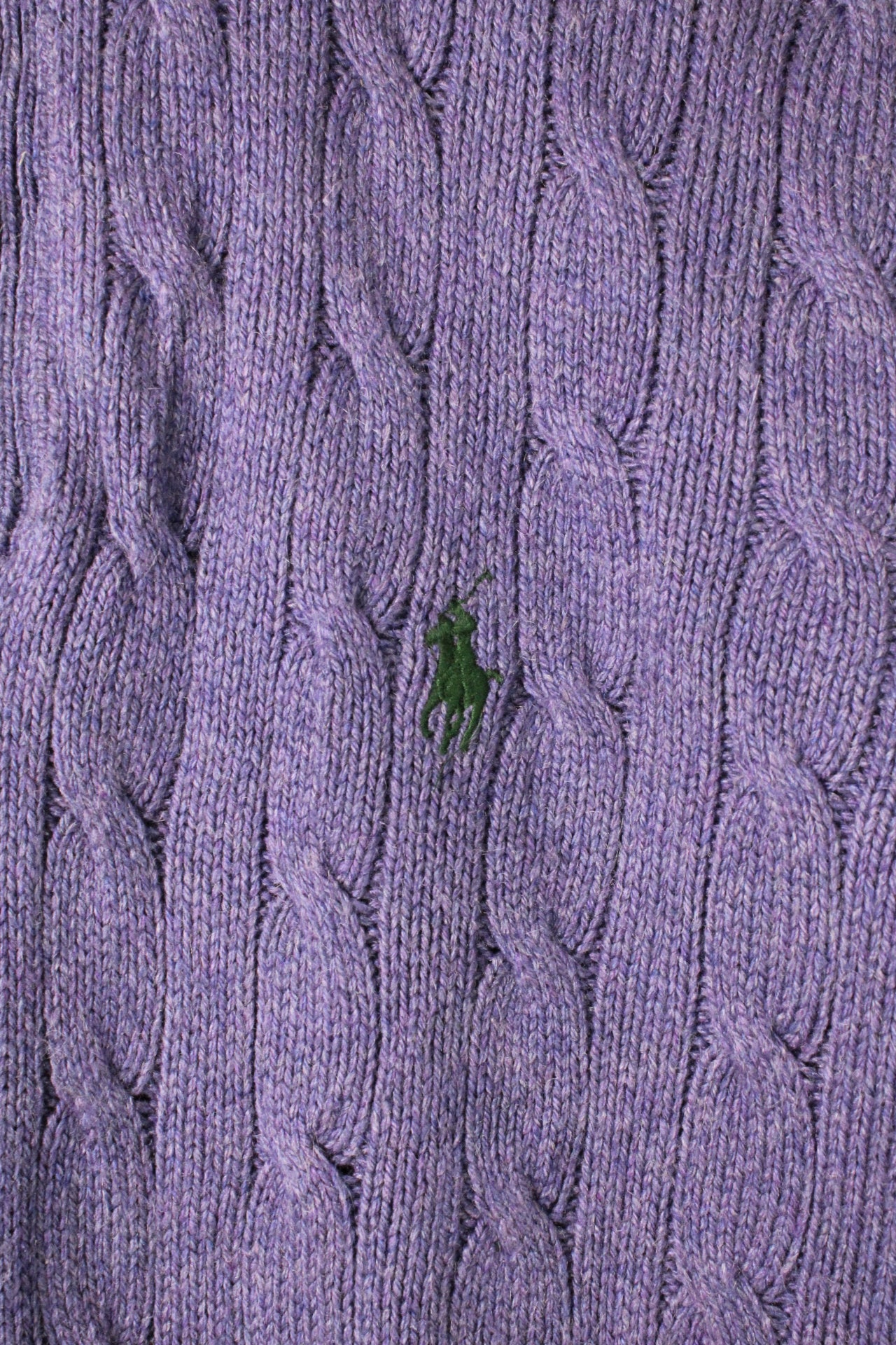RALPH LAUREN QUARTER ZIP CABLE KNIT SWEATER PURPLE - L