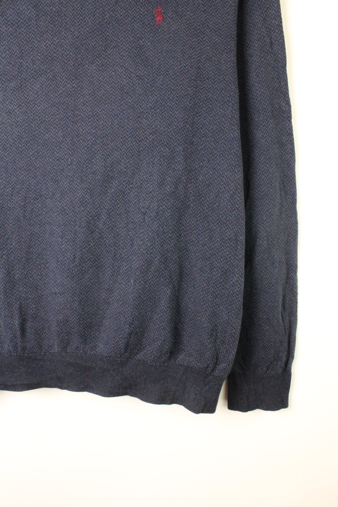 RALPH LAUREN HARRINGBONE COTTON SWEATER BLUE - XXL