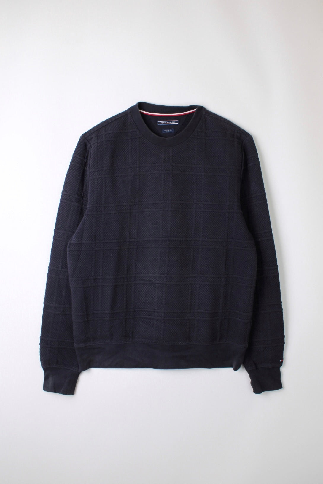 TOMMY HILFIGER SWEATER STRUCTURED PATTERN NAVY BLUE - L/XL