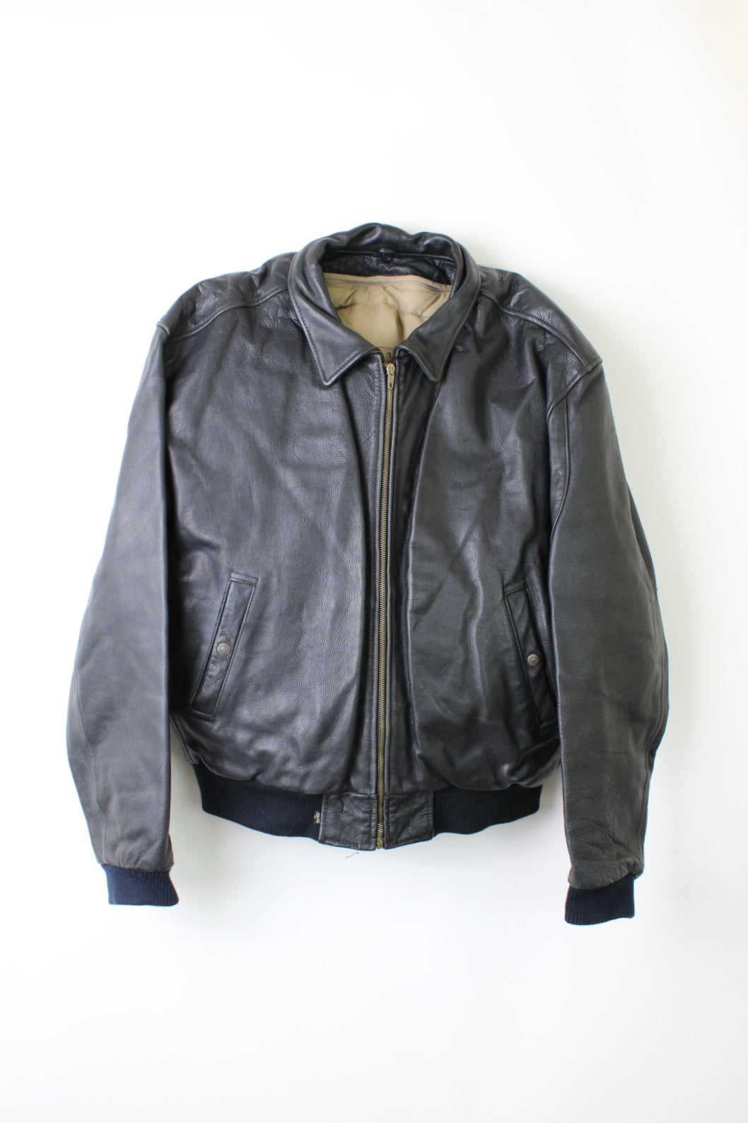 LEVIS LEATHER FLIGHT BOMBER JACKET GOOSE DOWN VEST BLACK - XL