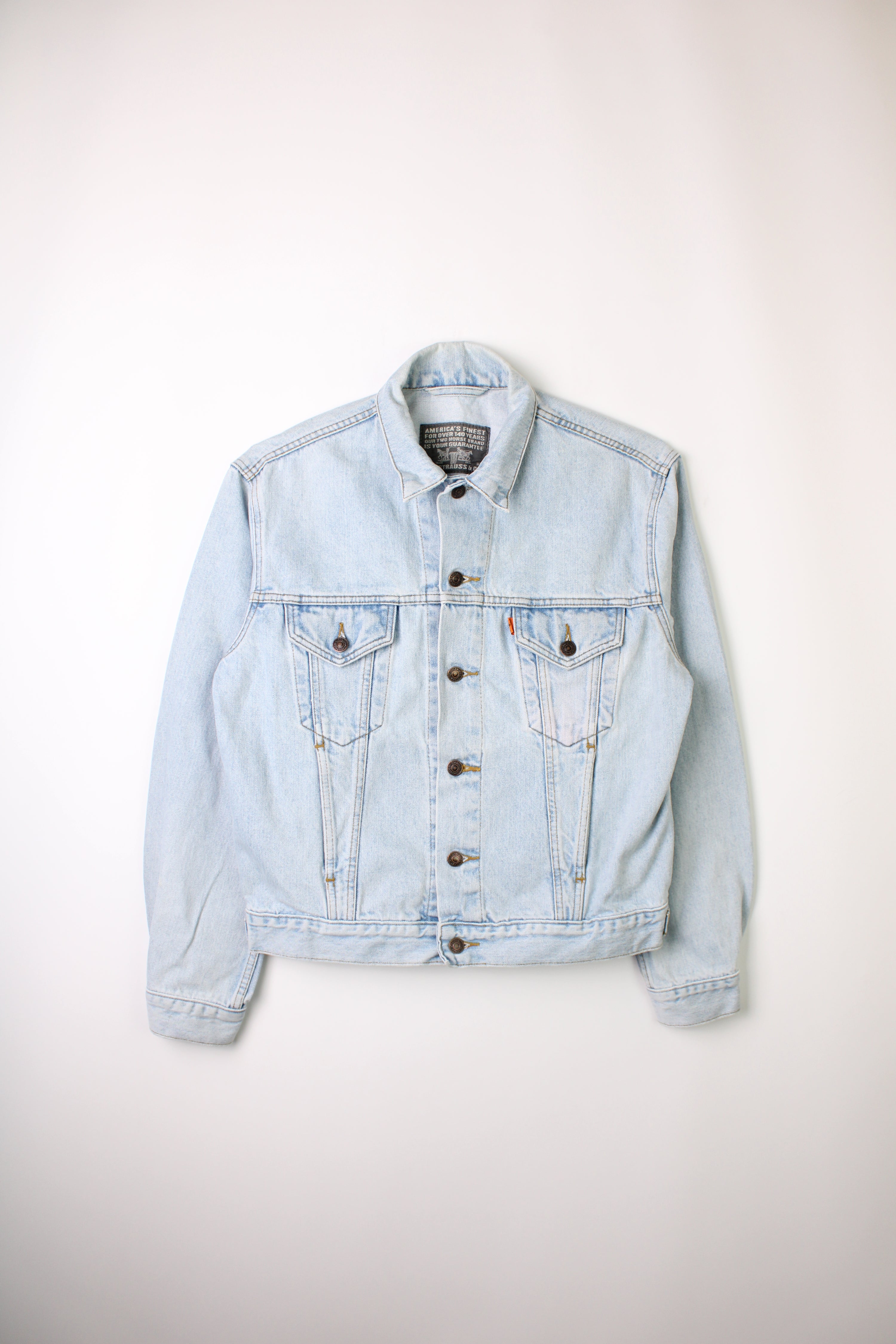 LEVIS VINTAGE DENIM TRUCKER JACKET ORANGE TAB 1990S VTG - M