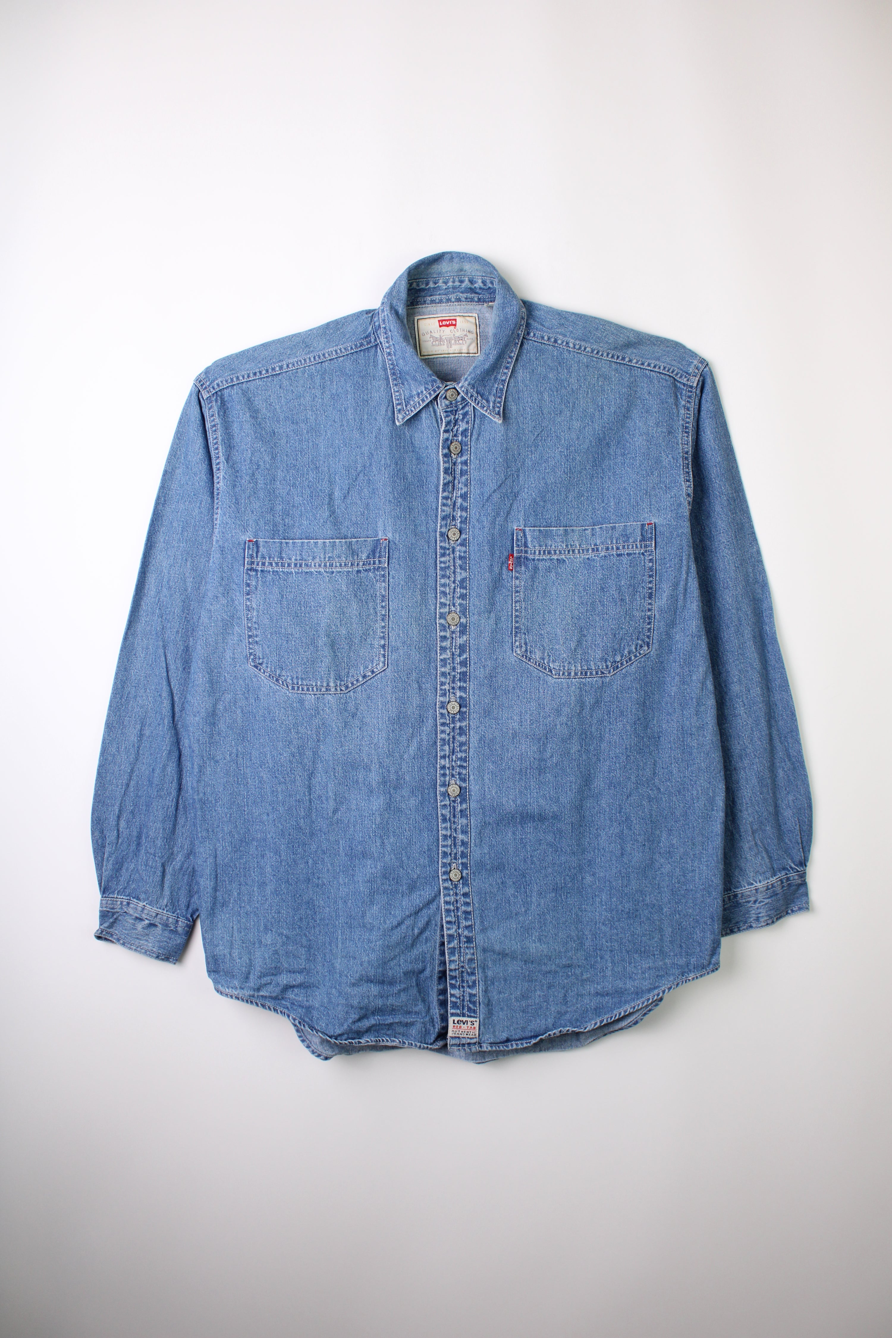 LEVIS VINTAGE DENIM SHIRT BLUE 1990S VTG - L