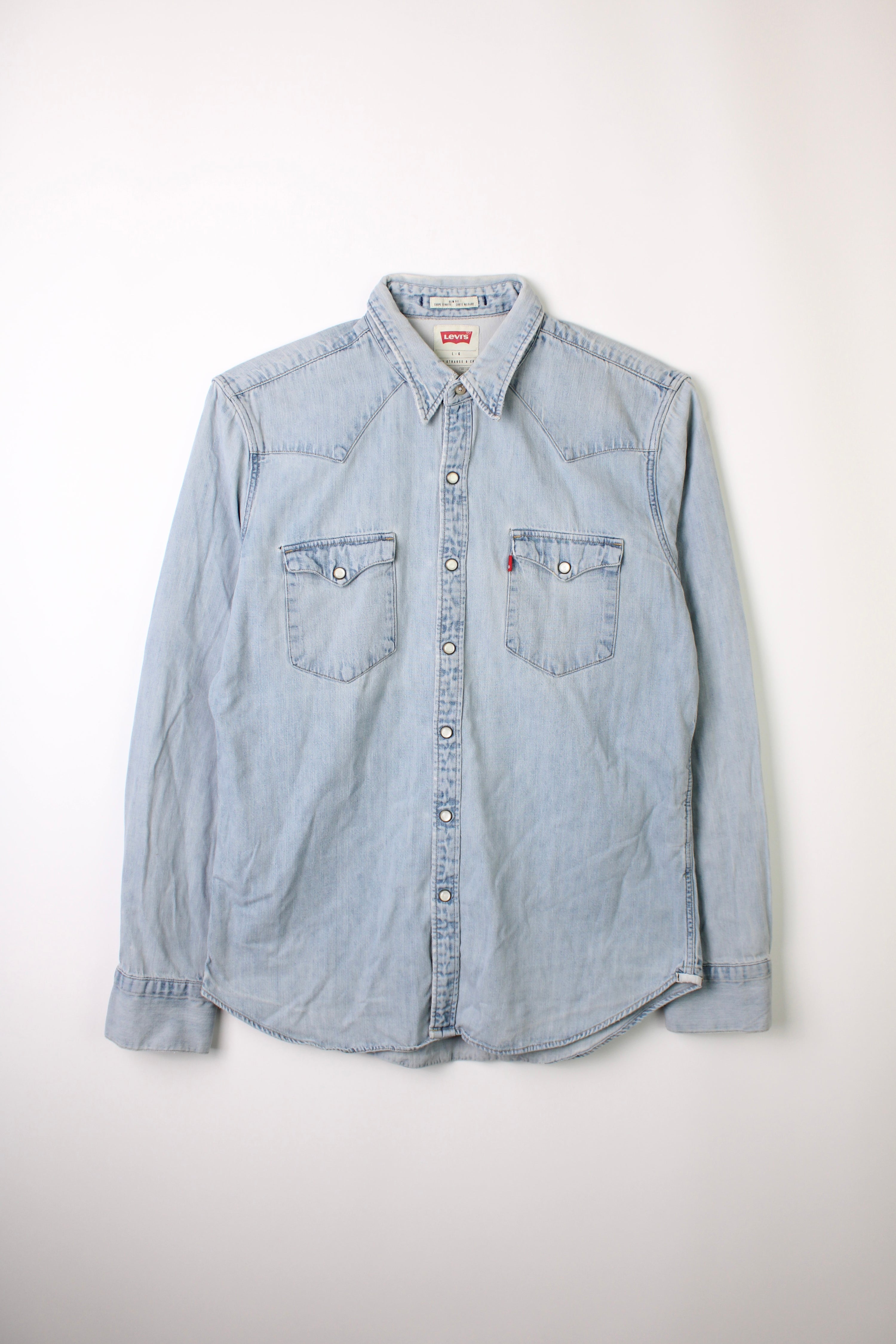 LEVIS VINTAGE WESTERN DENIM SHIRT LIGHT WASH - L