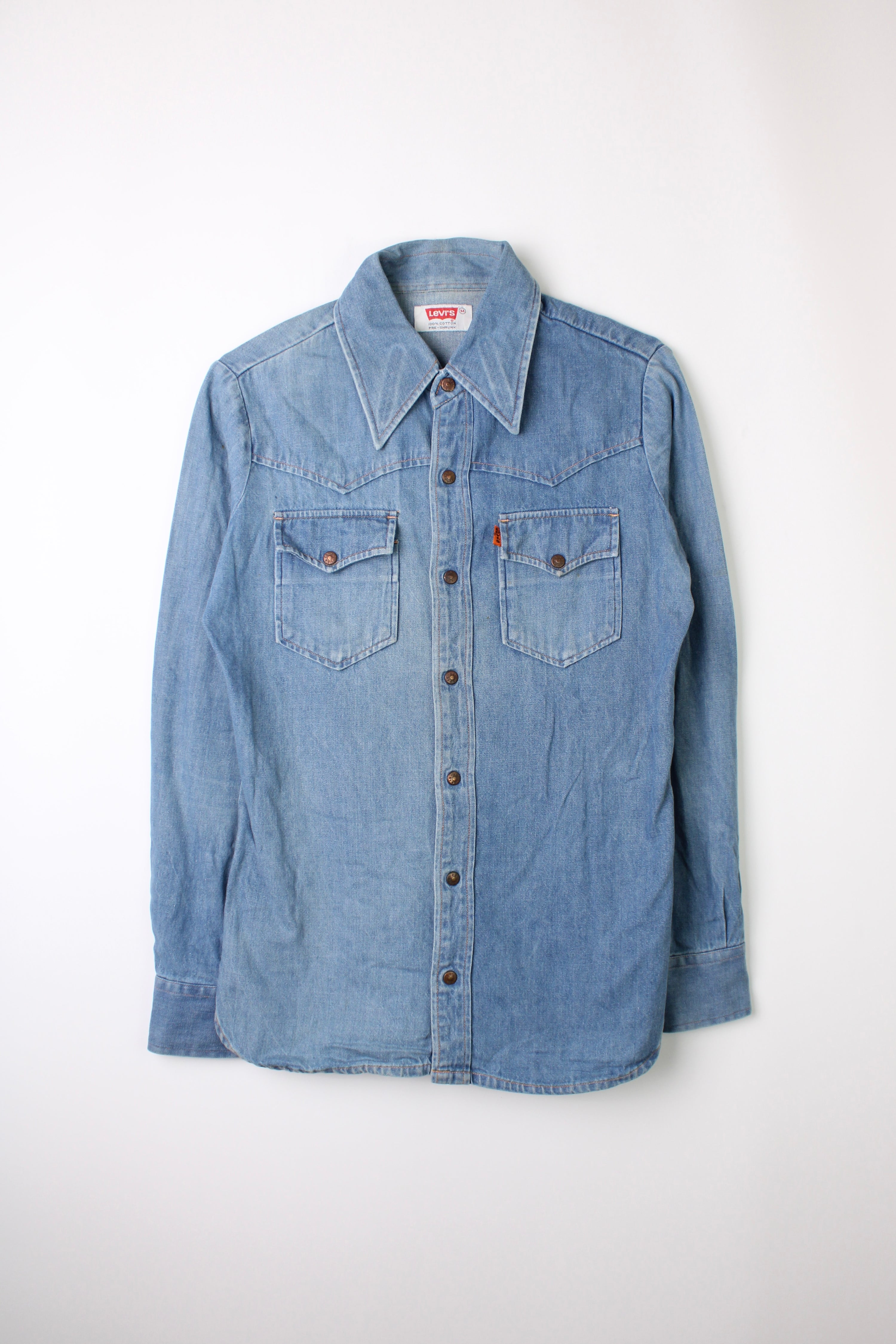 LEVIS VINTAGE WESTERN DENIM SHIRT ORANGE TAB - XS/S