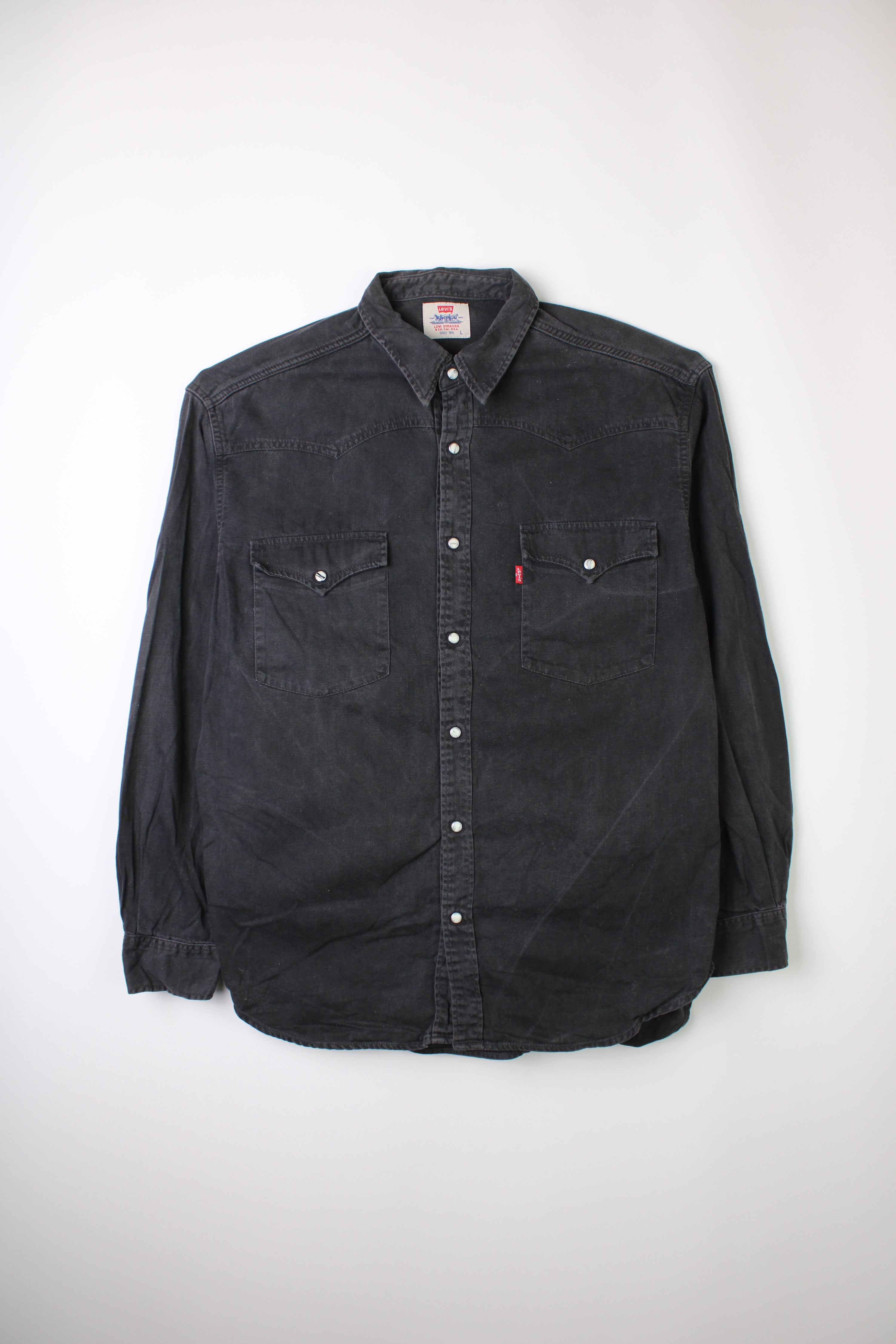 LEVIS VINTAGE WESTERN DENIM SHIRT BLACK 1990 VTG - L