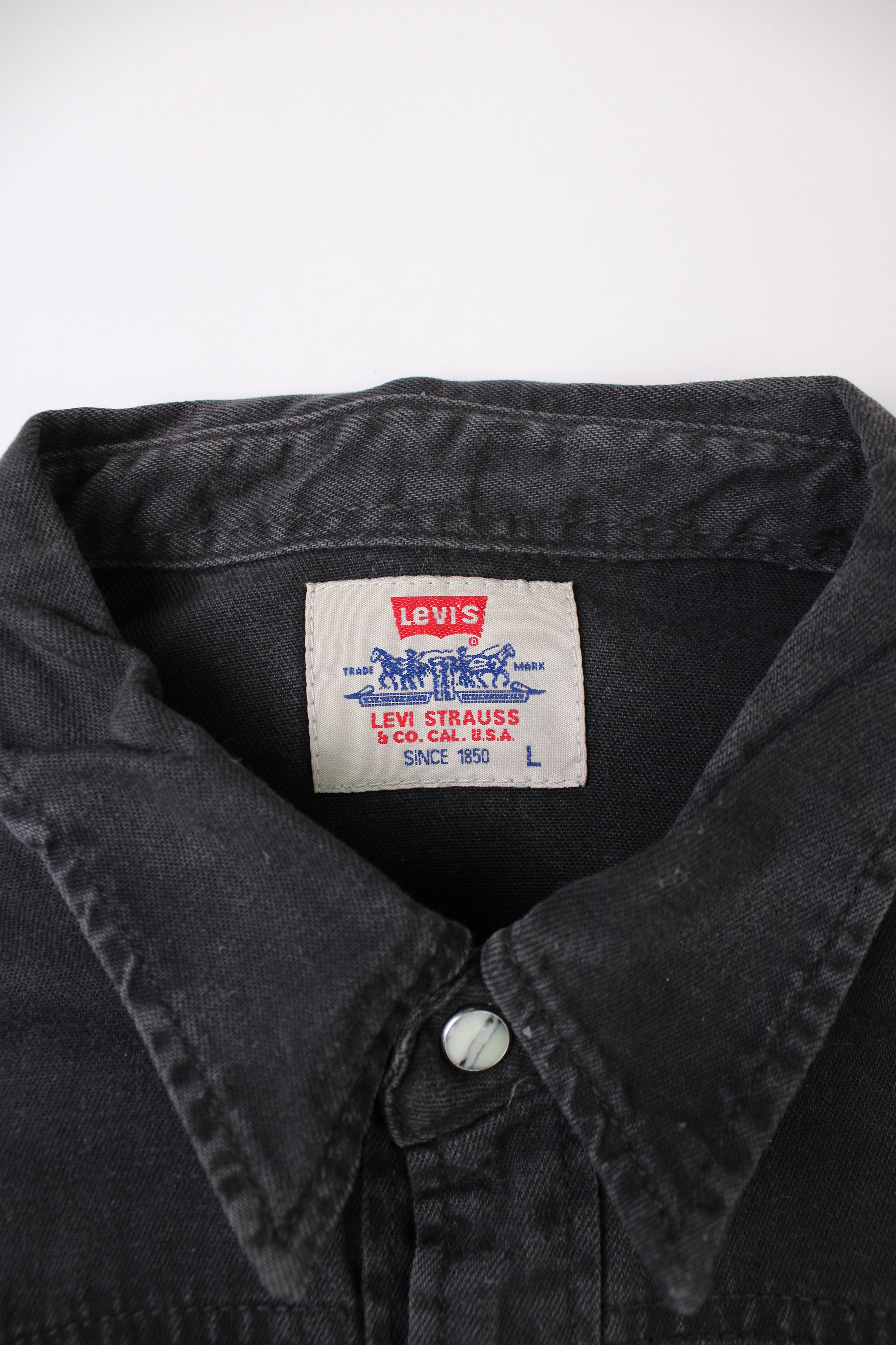 LEVIS VINTAGE WESTERN DENIM SHIRT BLACK 1990 VTG - L