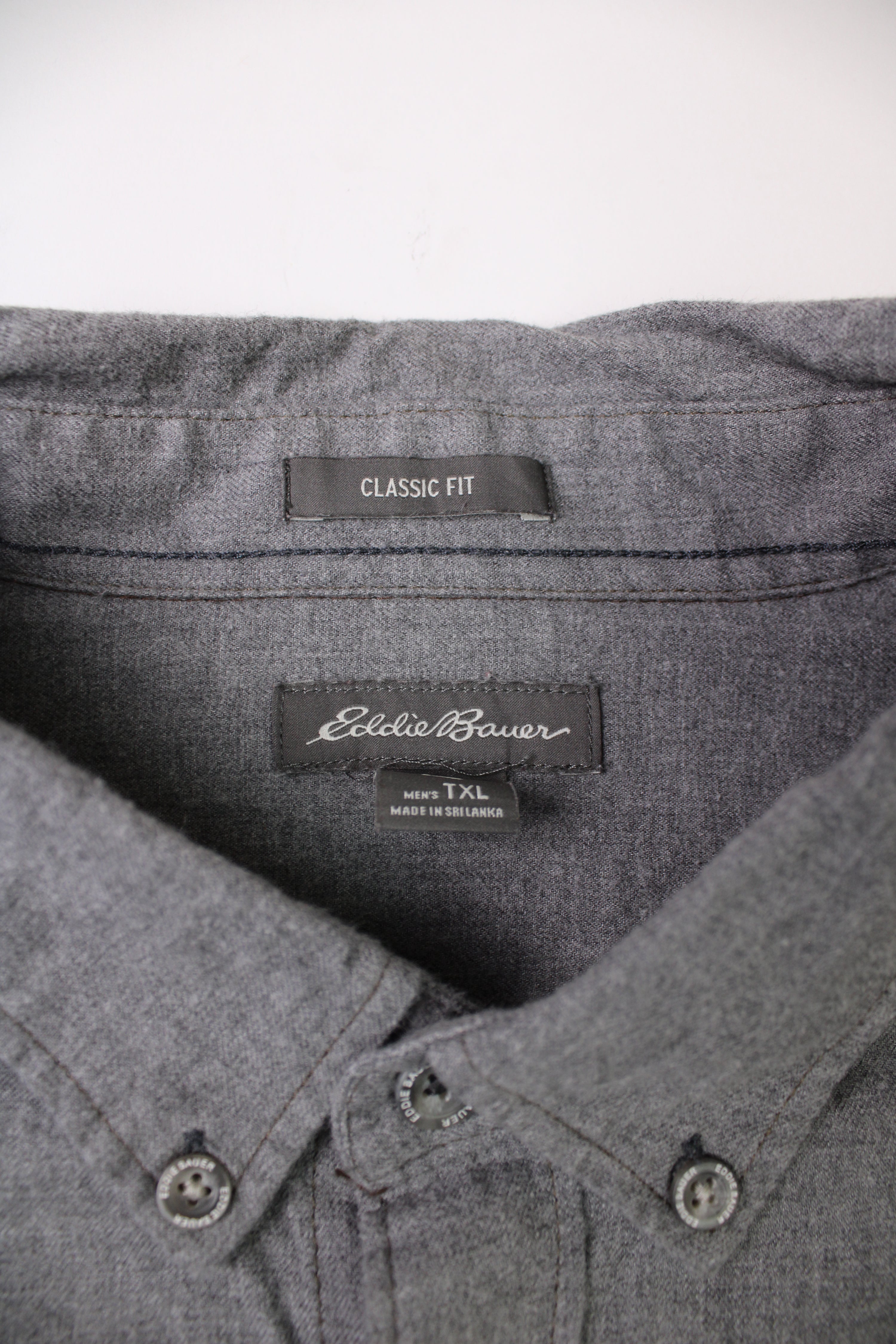 EDDIE BAUER VINTAGE FLANNEL PLAID SHIRT GREY - XL