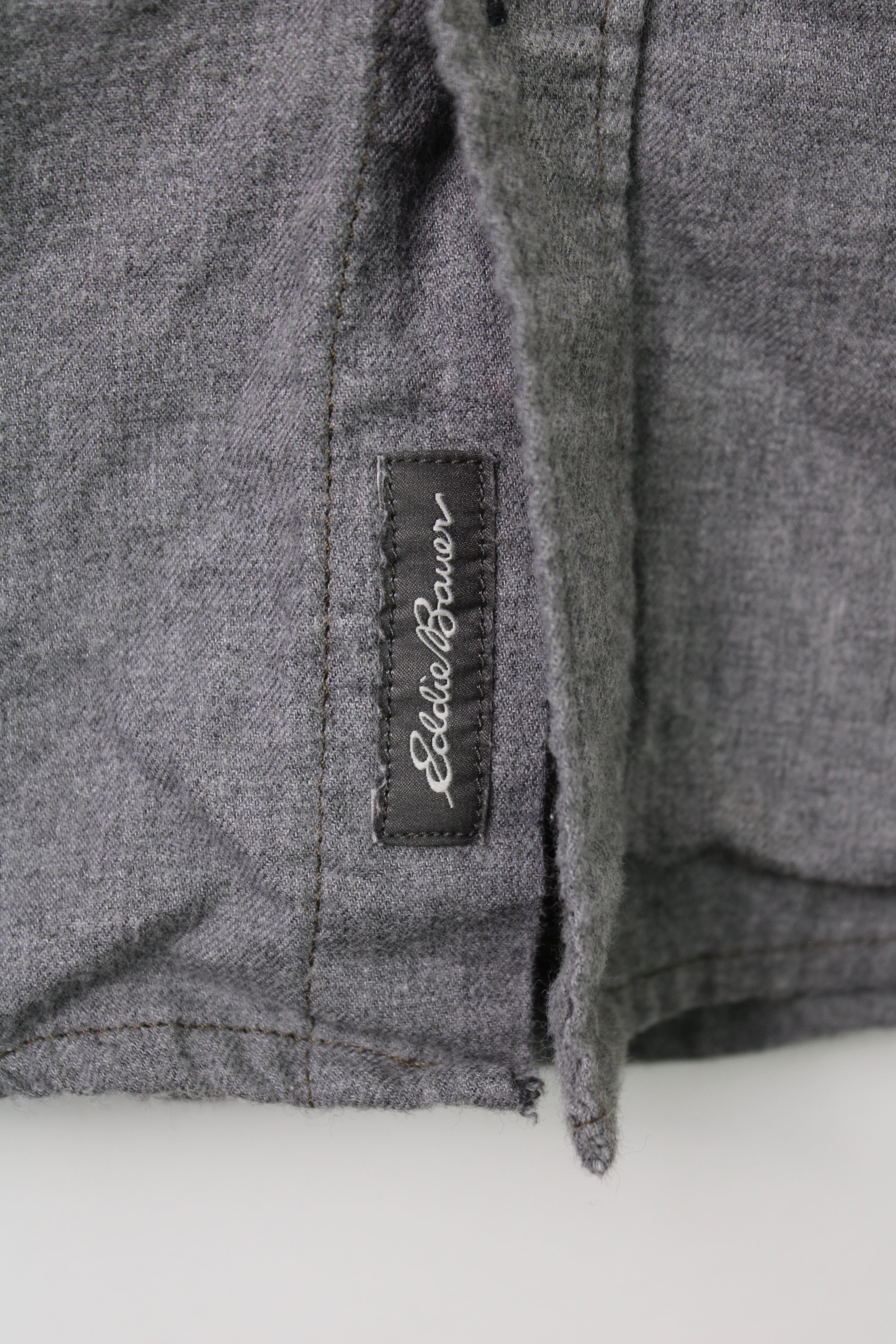EDDIE BAUER VINTAGE FLANNEL PLAID SHIRT GREY - XL
