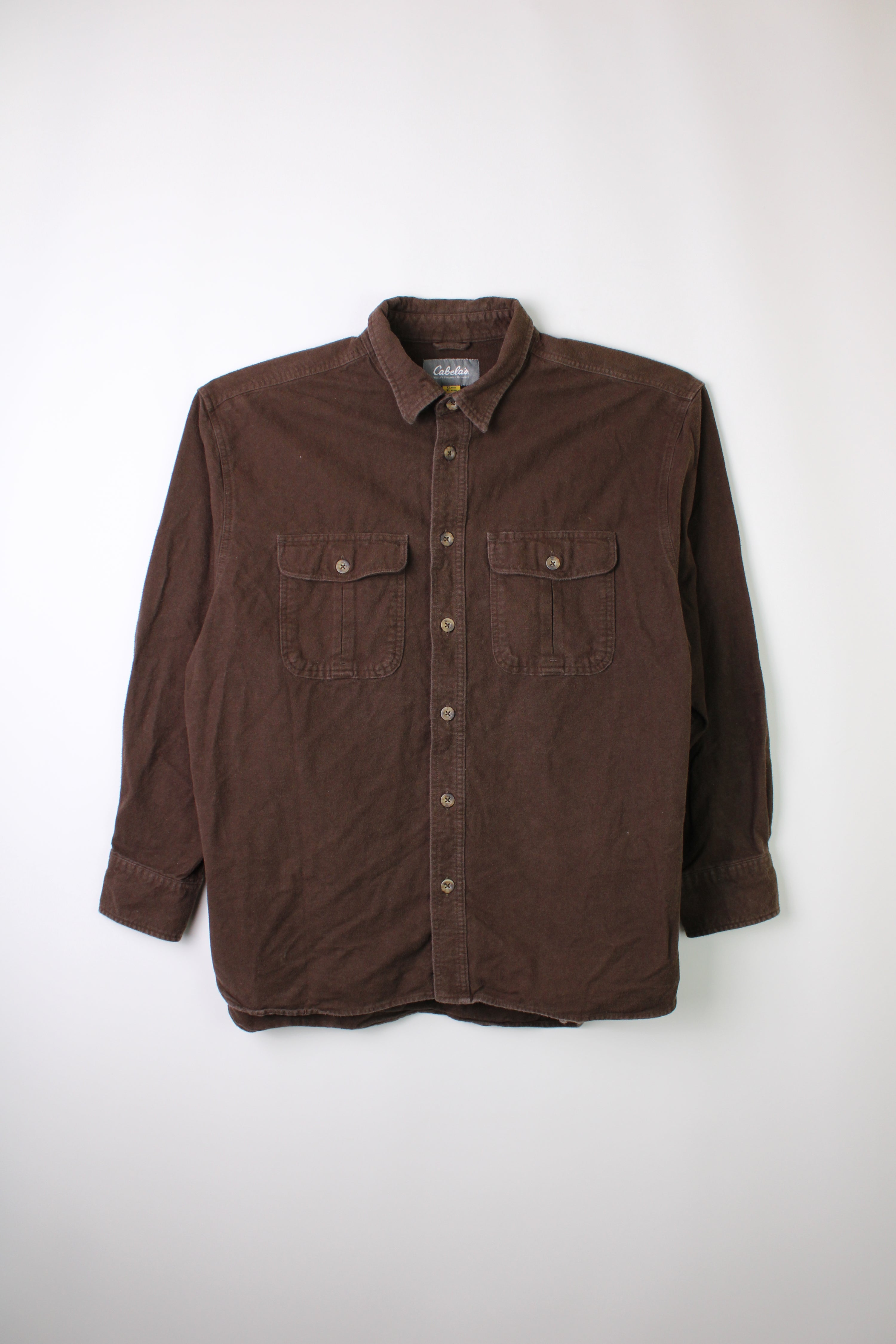 CABELA'S VINTAGE FLANNEL PLAID SHIRT BROWN - XL