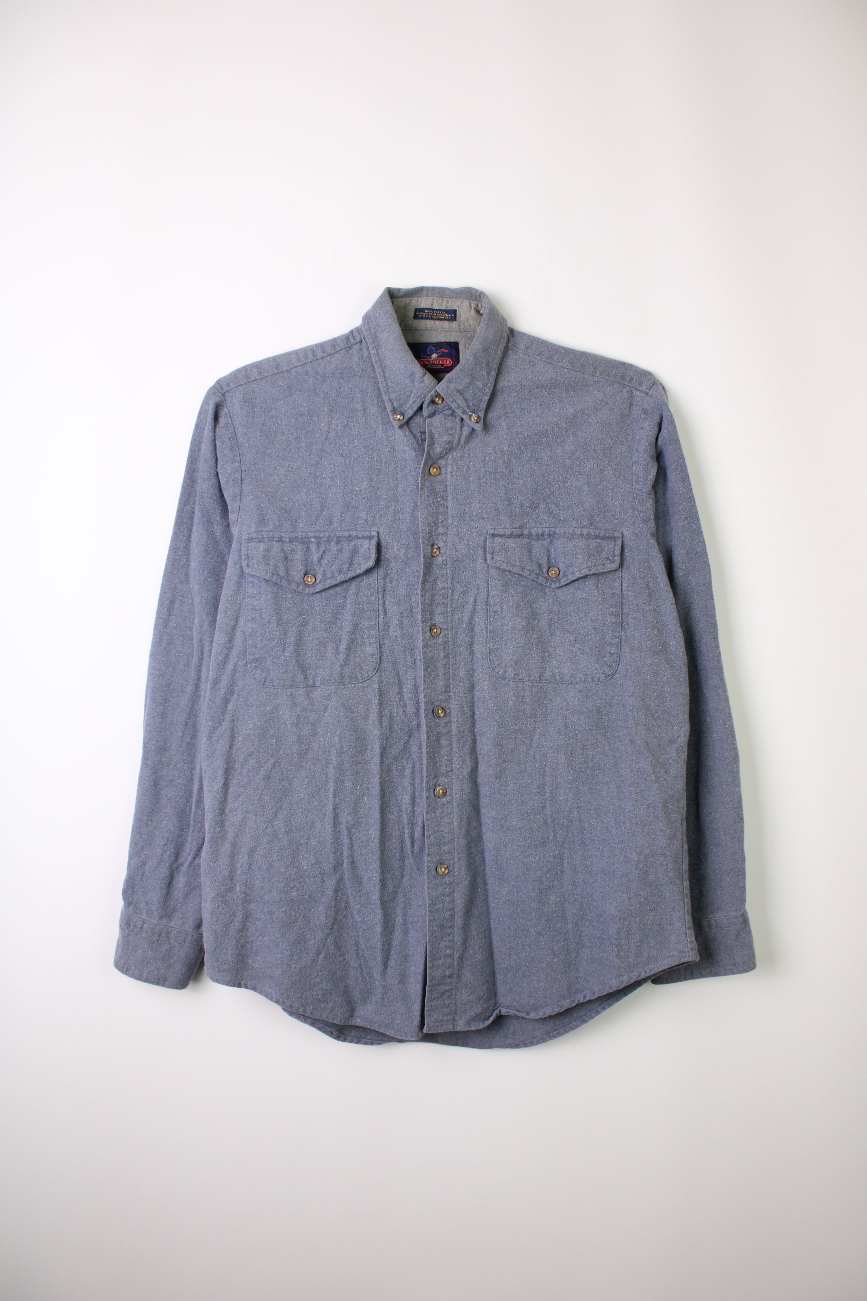 VINTAGE FLANNEL PLAID SHIRT LIGHT BLUE - M