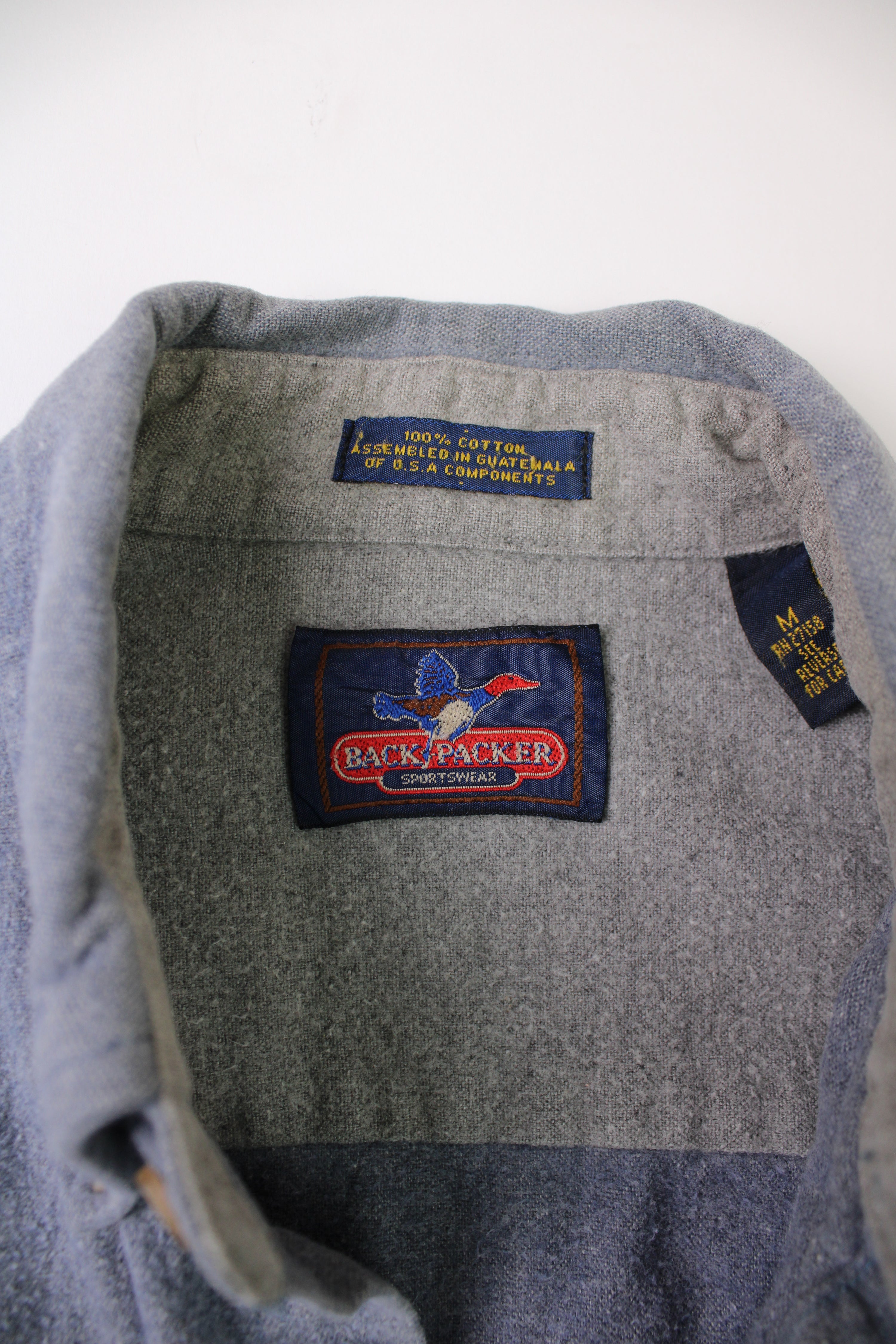 VINTAGE FLANNEL PLAID SHIRT LIGHT BLUE - M