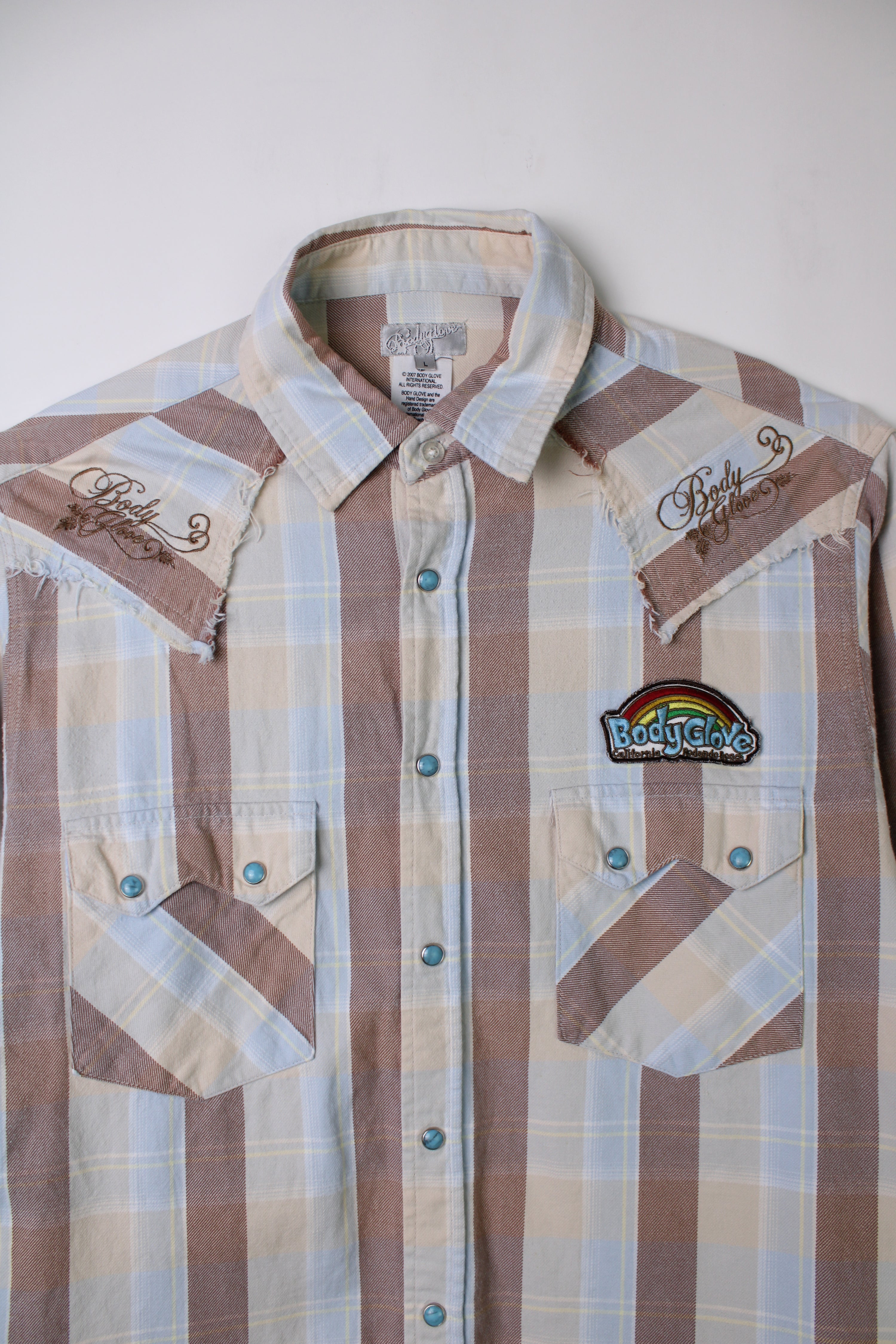 VINTAGE BODYGLOVE CHECKERED FLANNEL SHIRT - L