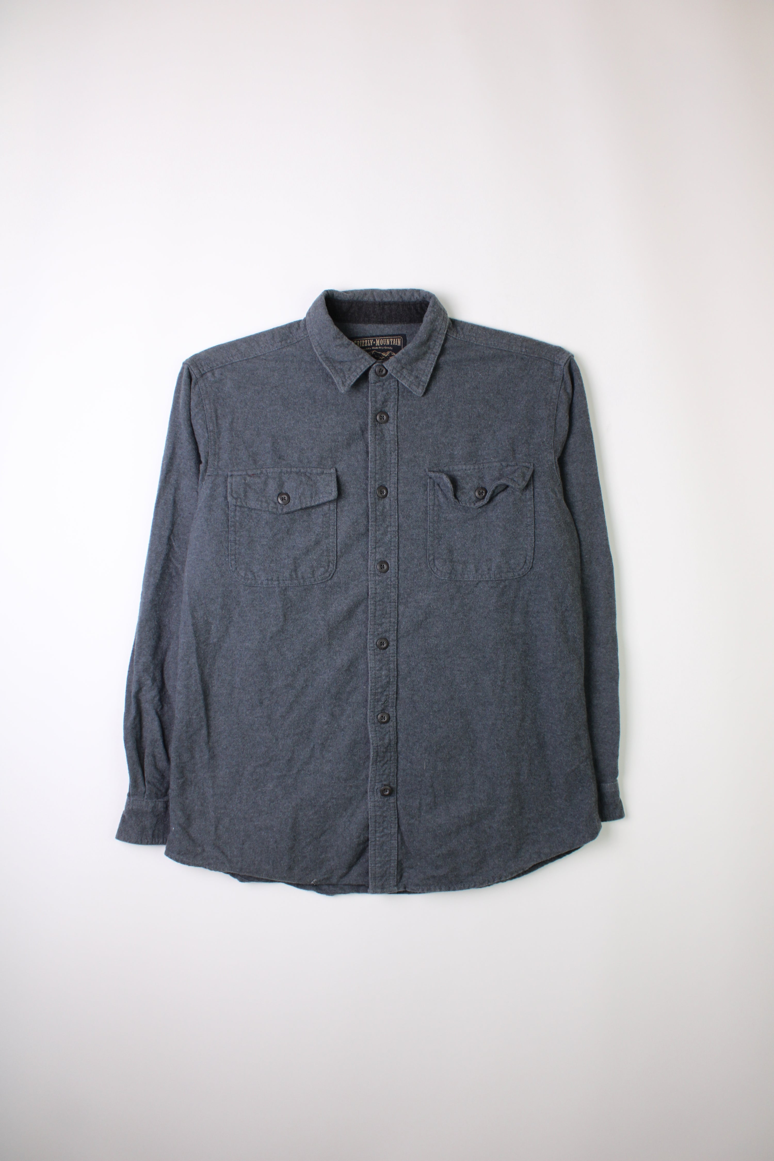 VINTAGE FLANNEL PLAID SHIRT PETROL BLUE - L