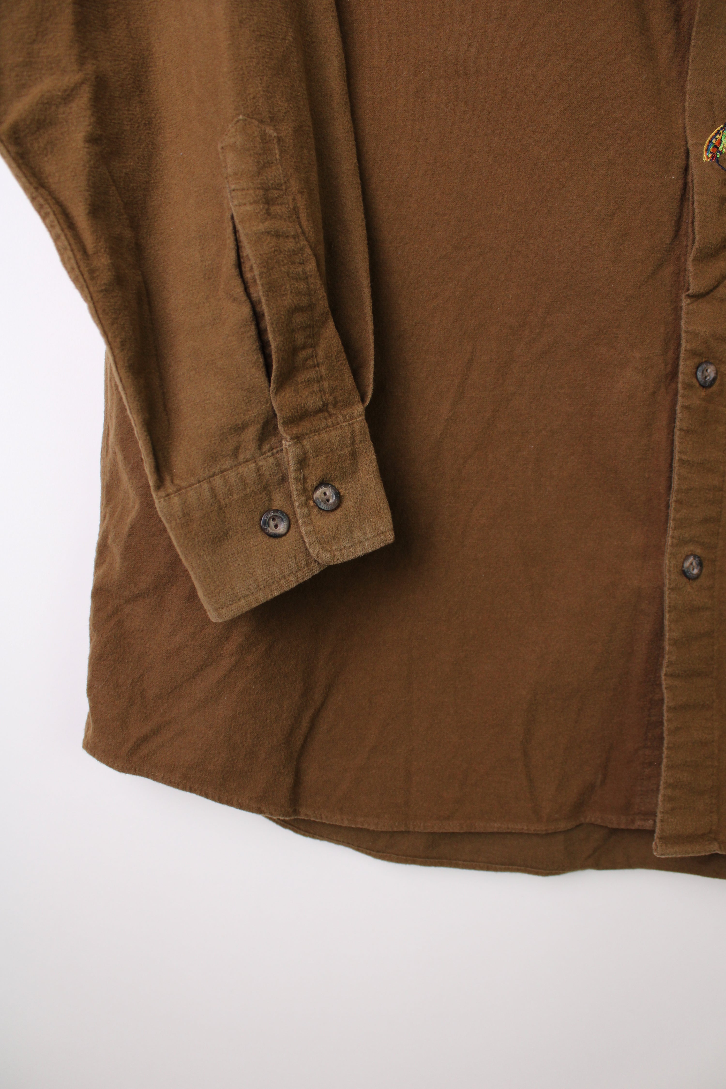 VINTAGE FLANNEL PLAID SHIRT BROWN - M