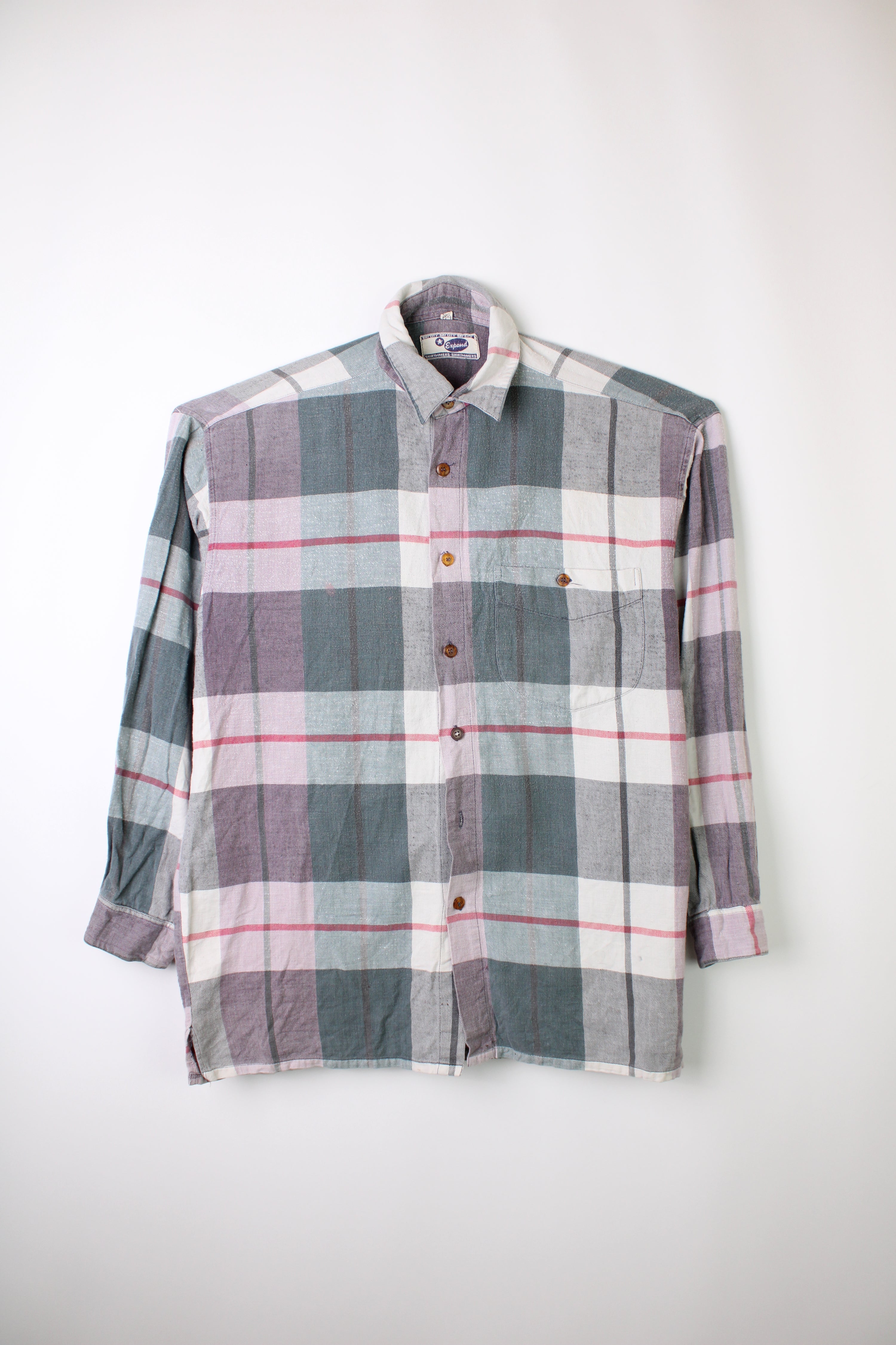VINTAGE FLANNEL TARTAN PLAID SHIRT MULTICOLOR CHECK - L