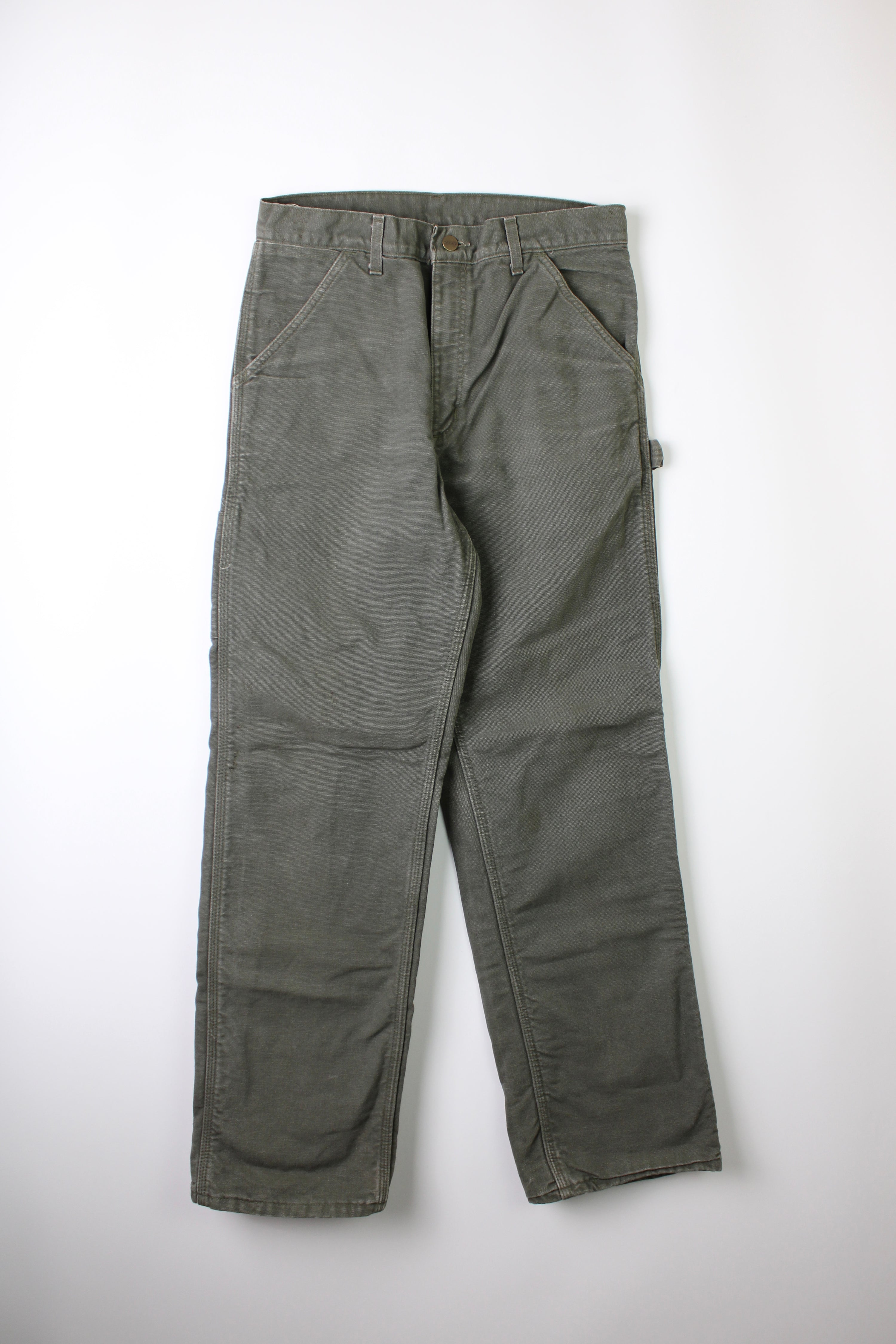 CARHARTT SINGLE KNEE FLEECE LINED PANTS GREEN MADE IN USA - 31X32