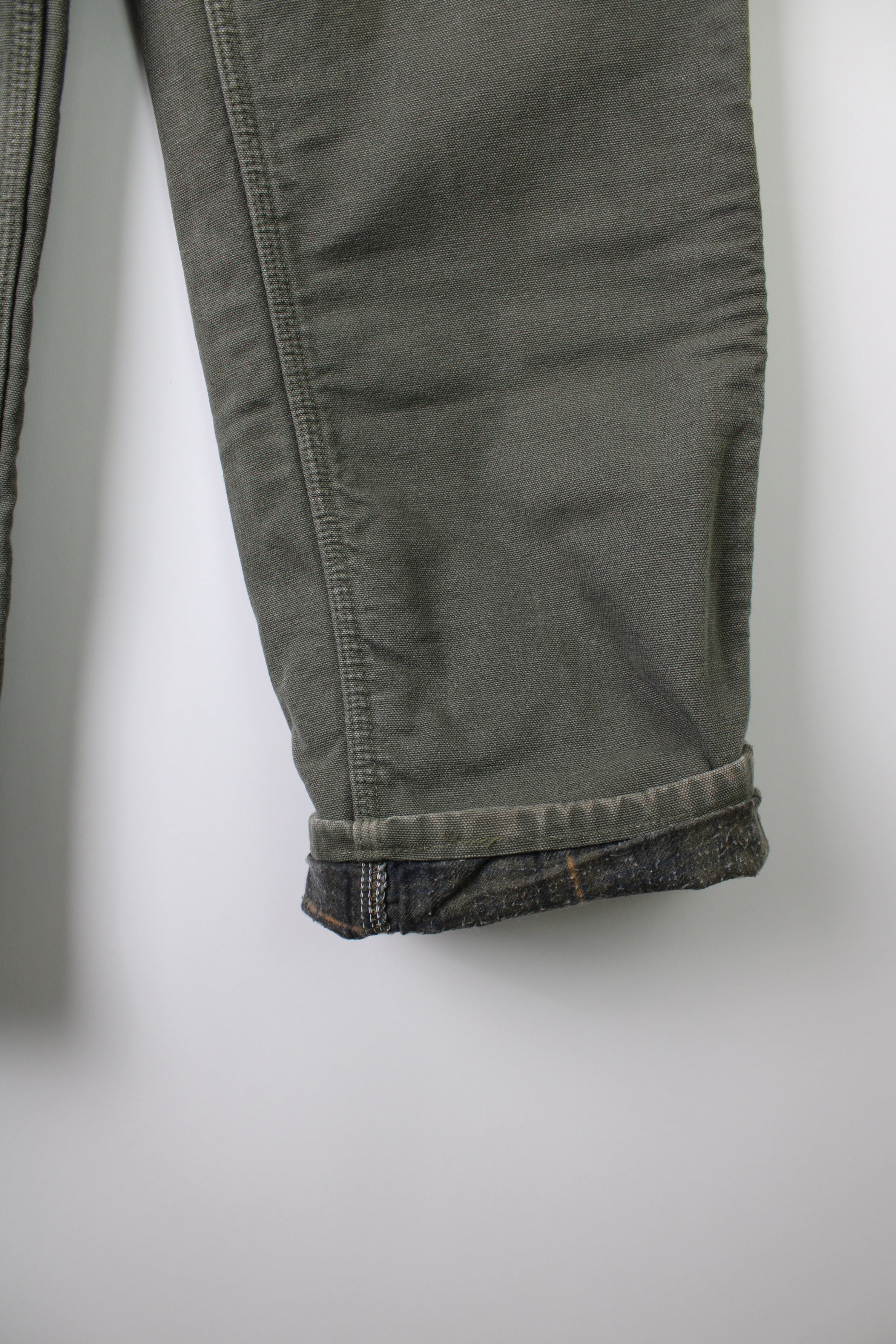 CARHARTT SINGLE KNEE FLEECE LINED PANTS GREEN MADE IN USA - 31X32