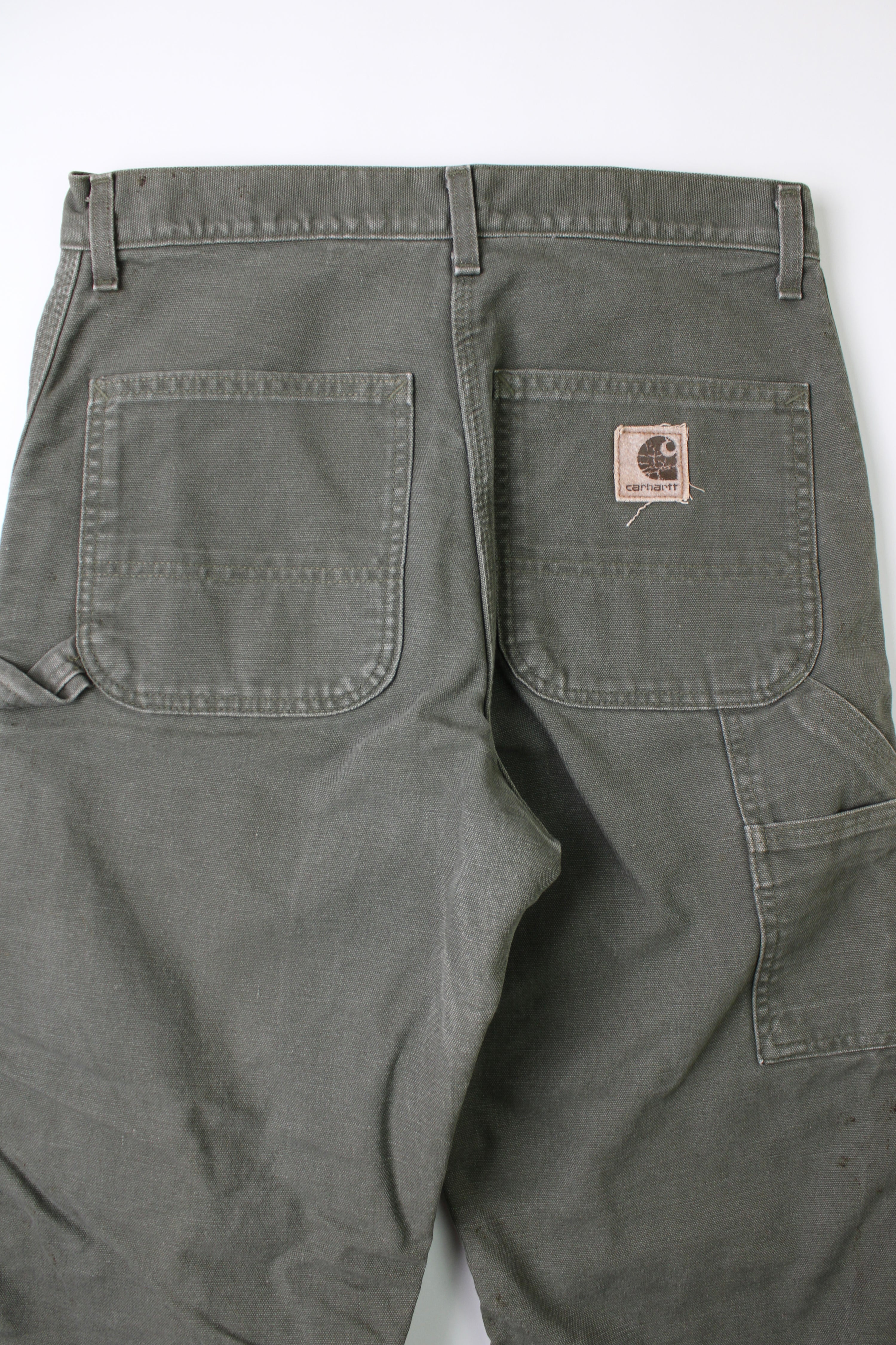 CARHARTT SINGLE KNEE FLEECE LINED PANTS GREEN MADE IN USA - 31X32