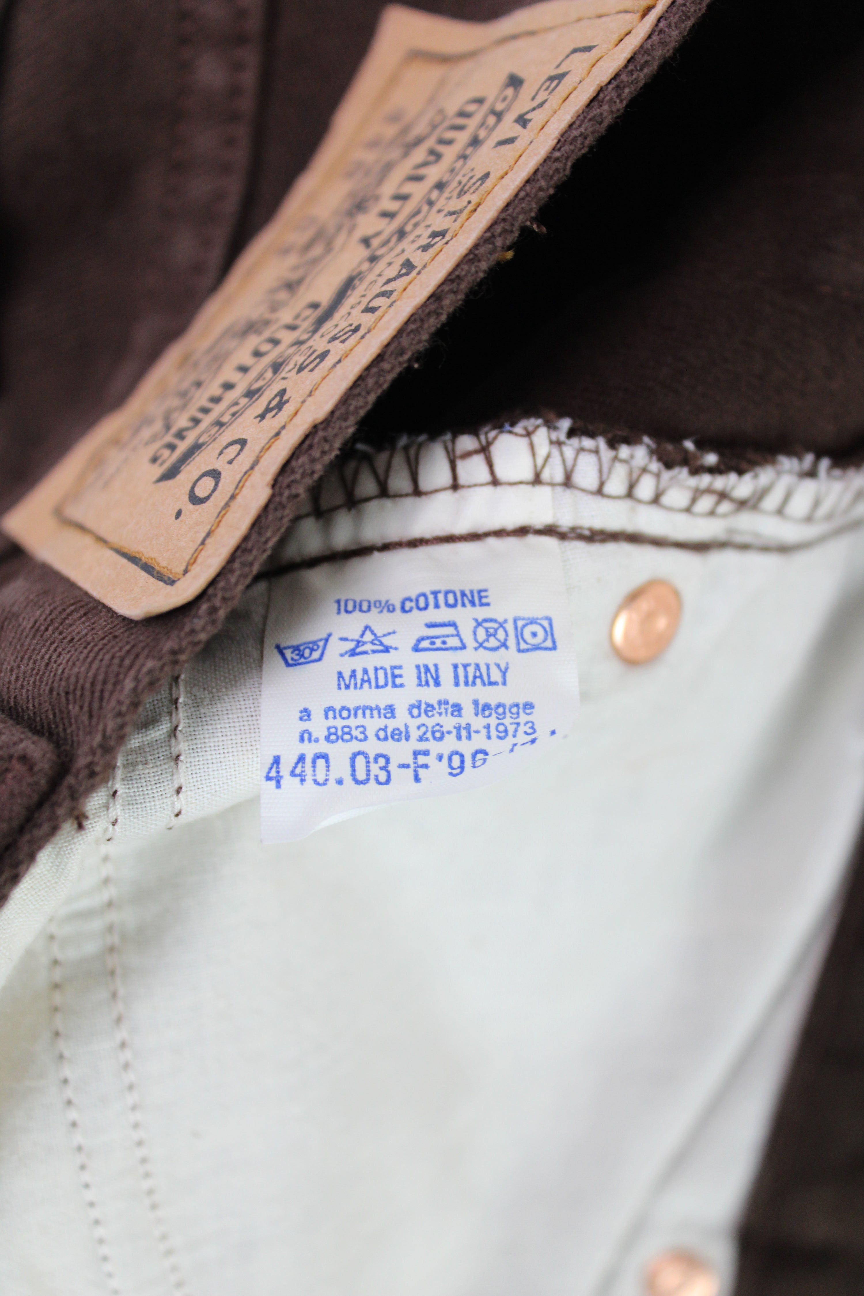 LEVIS 440 COTTON PANTS BROWN MADE IN ITALY