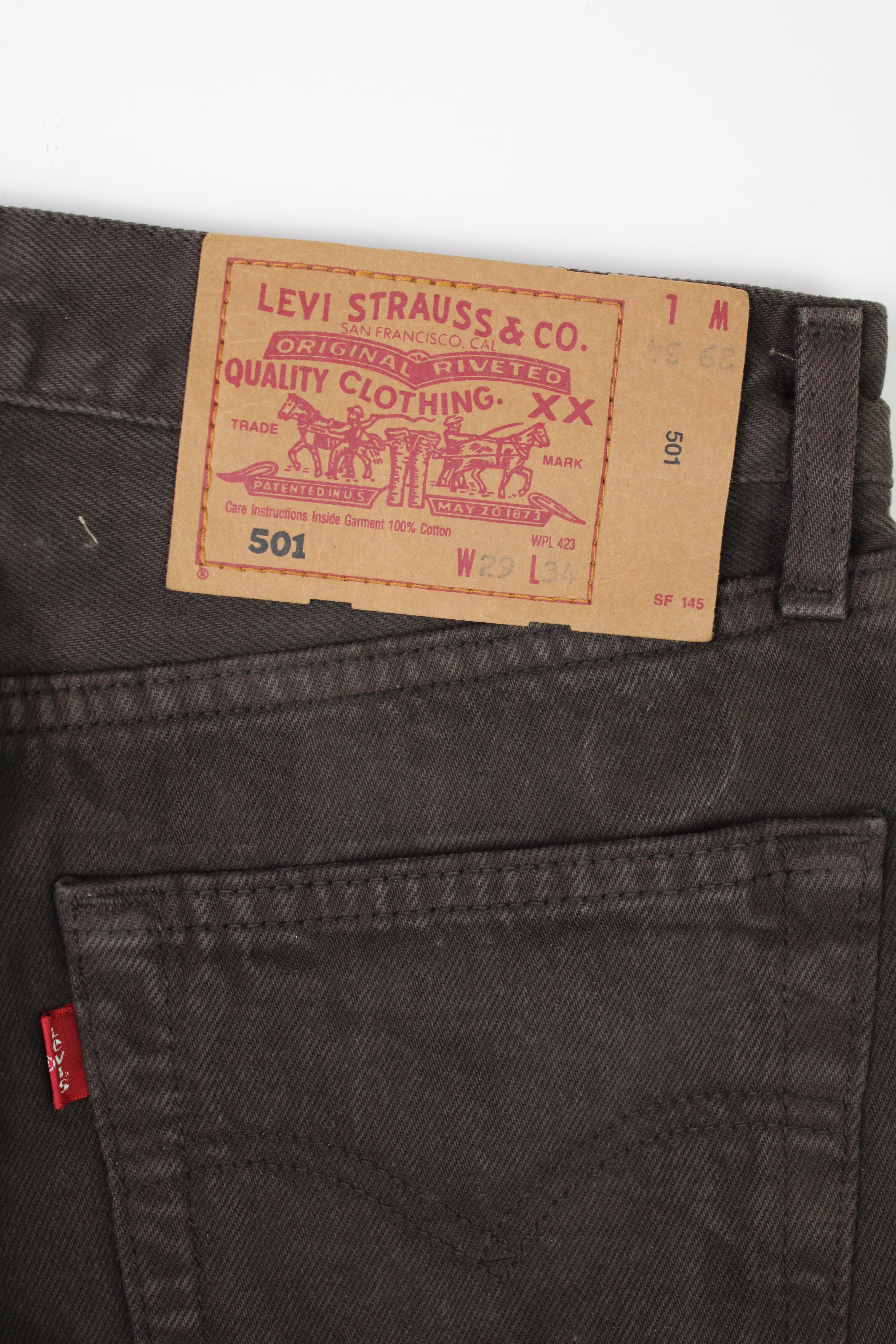 LEVIS 501 JEANS BROWN DENIM MADE IN USA - W29