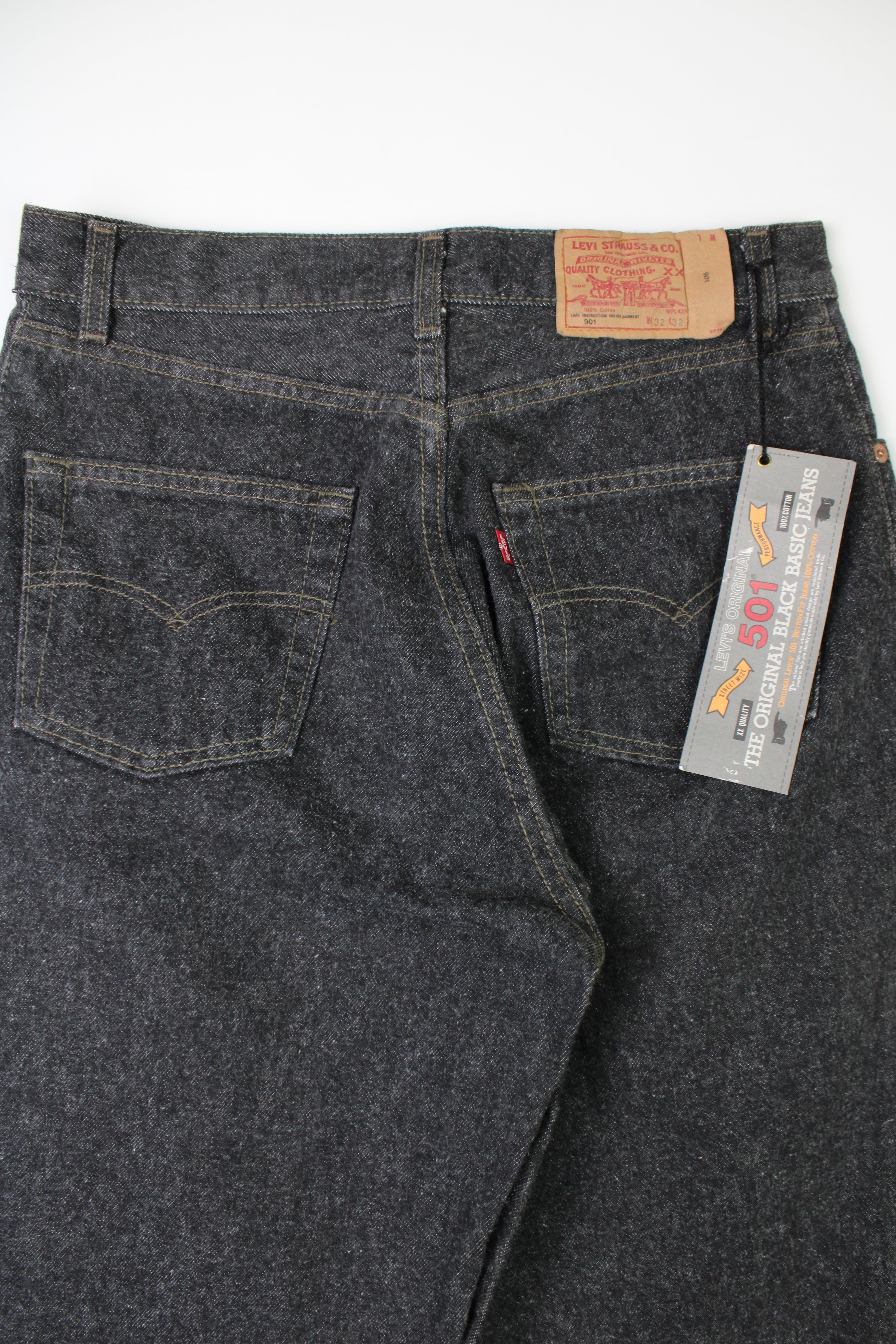 LEVIS 501 901 JEANS 501 BLACK DENIM MADE IN USA - W32