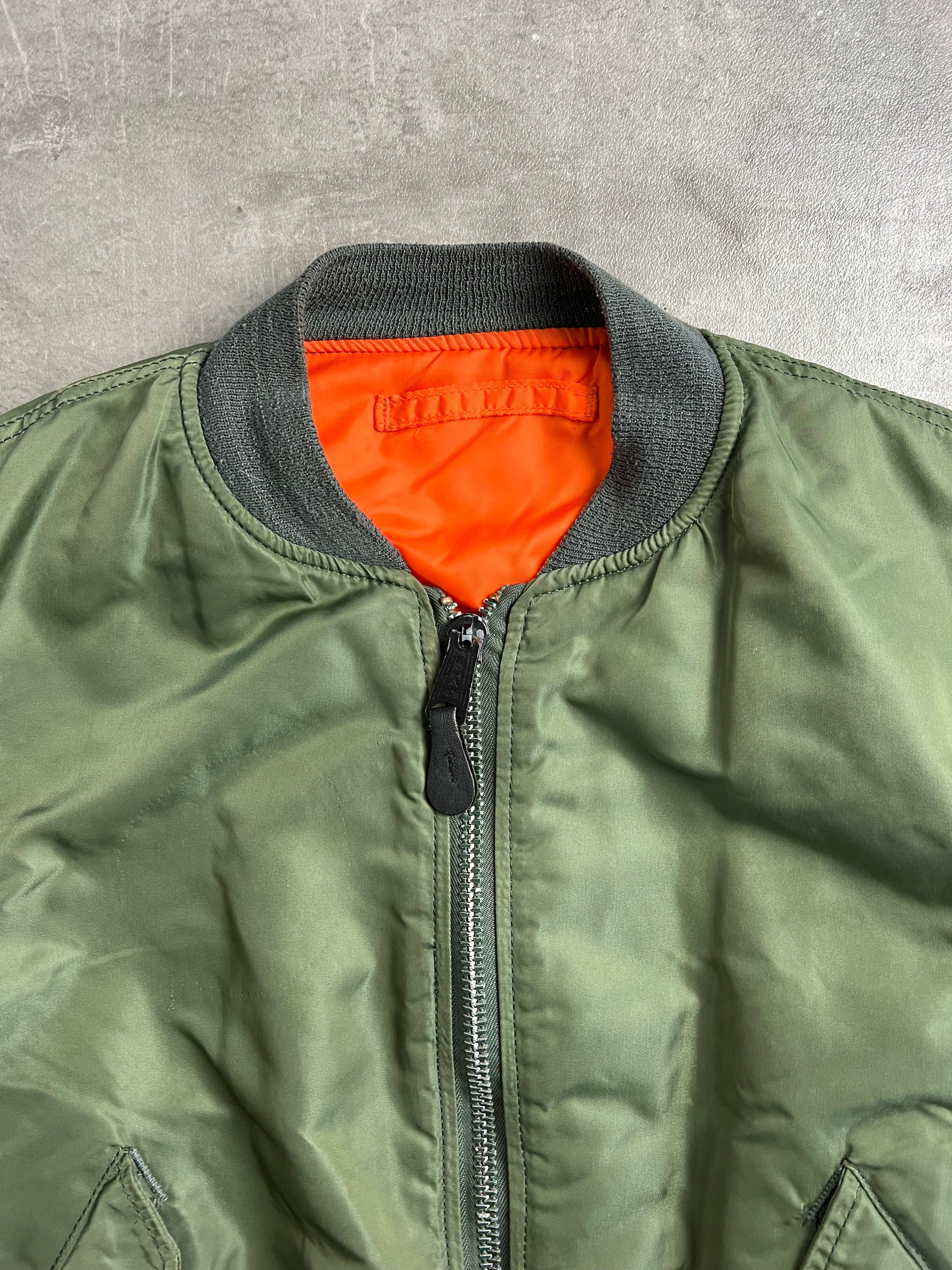 ALPHA INDUSTRIES BOMBER JACKET MA1 GREEN MADE IN USA - M