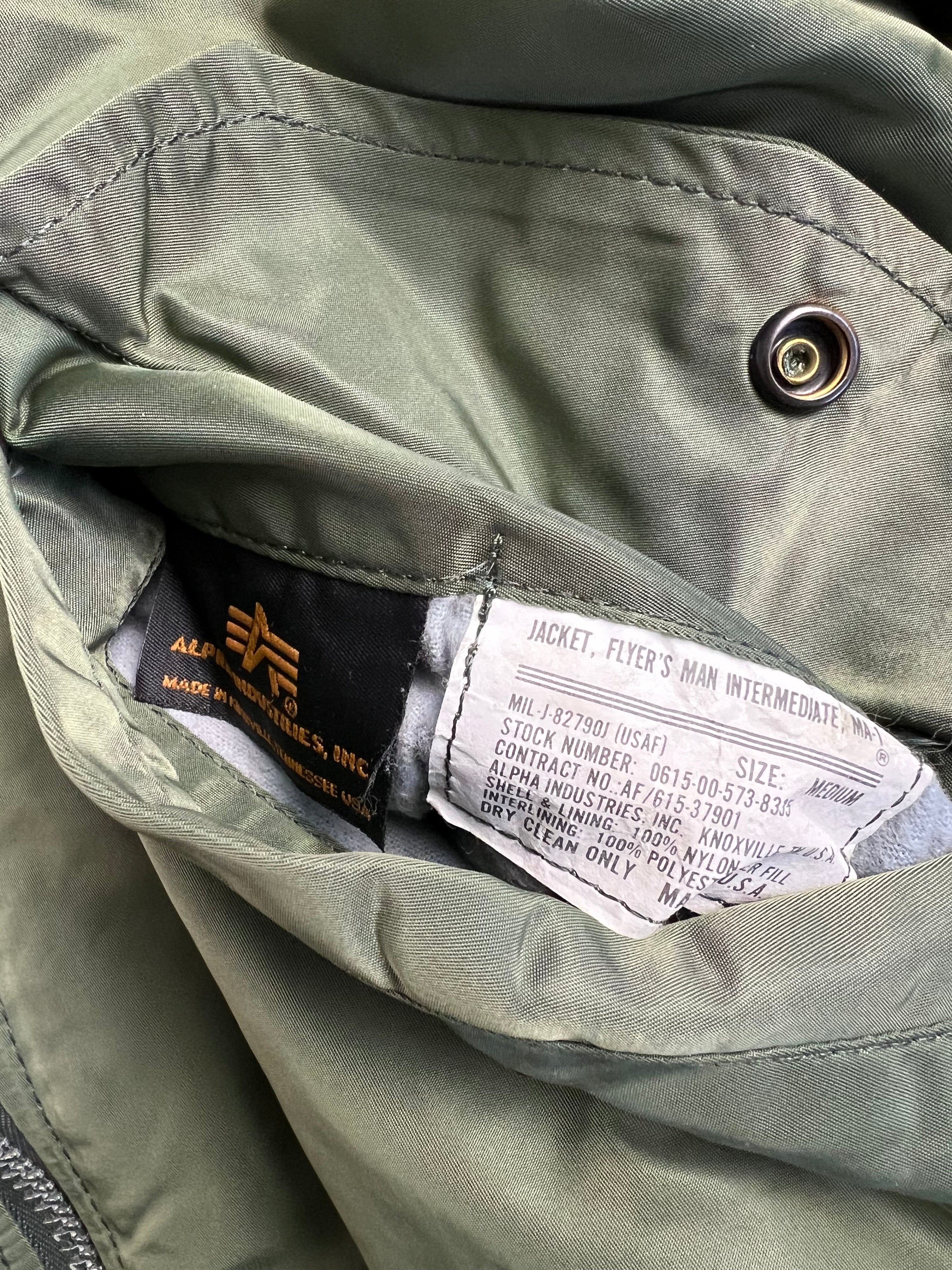 ALPHA INDUSTRIES BOMBER JACKET MA1 GREEN MADE IN USA - M