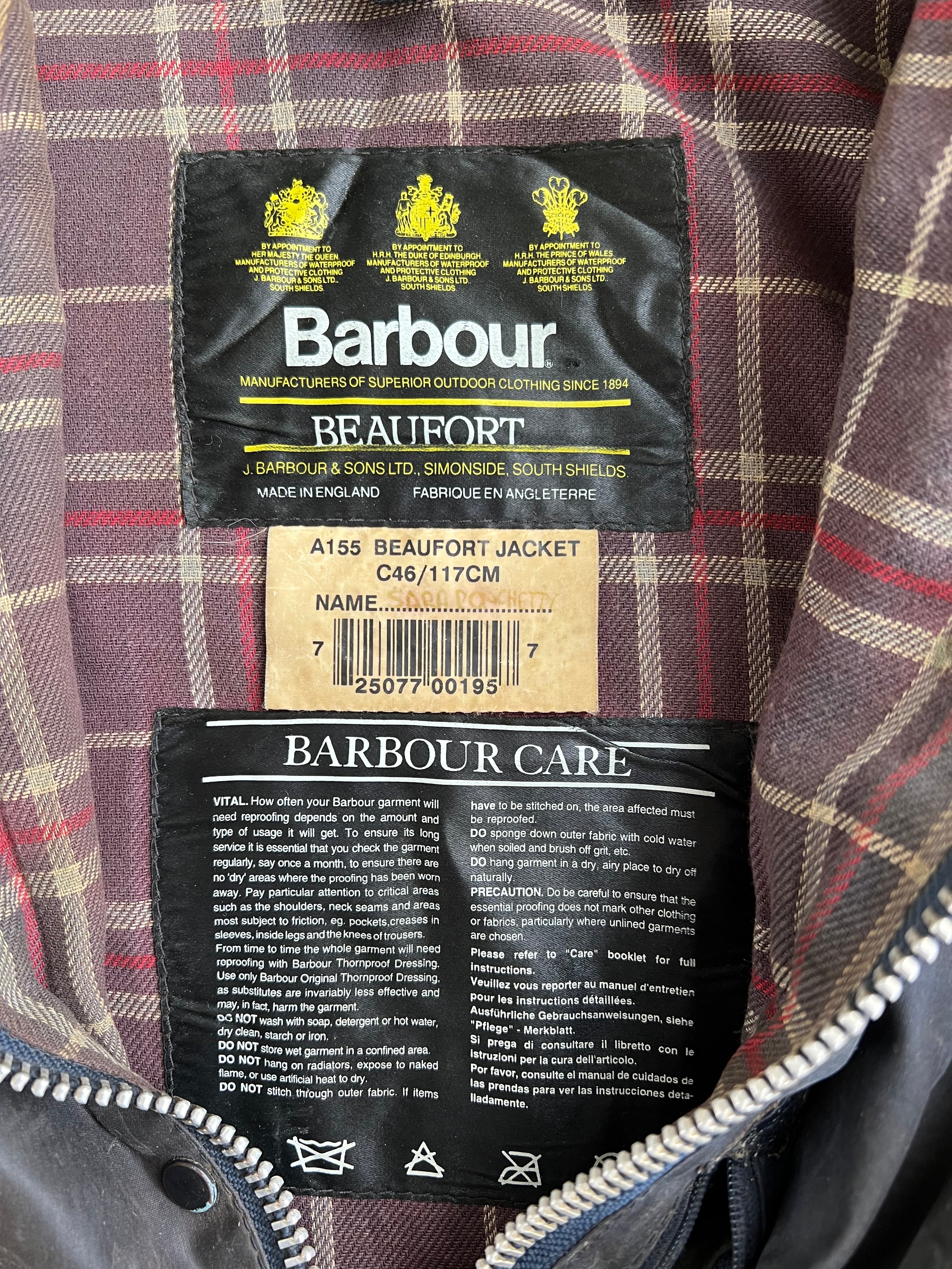 BARBOUR BEAUFORT WAXED JACKET BLUE - L/XL