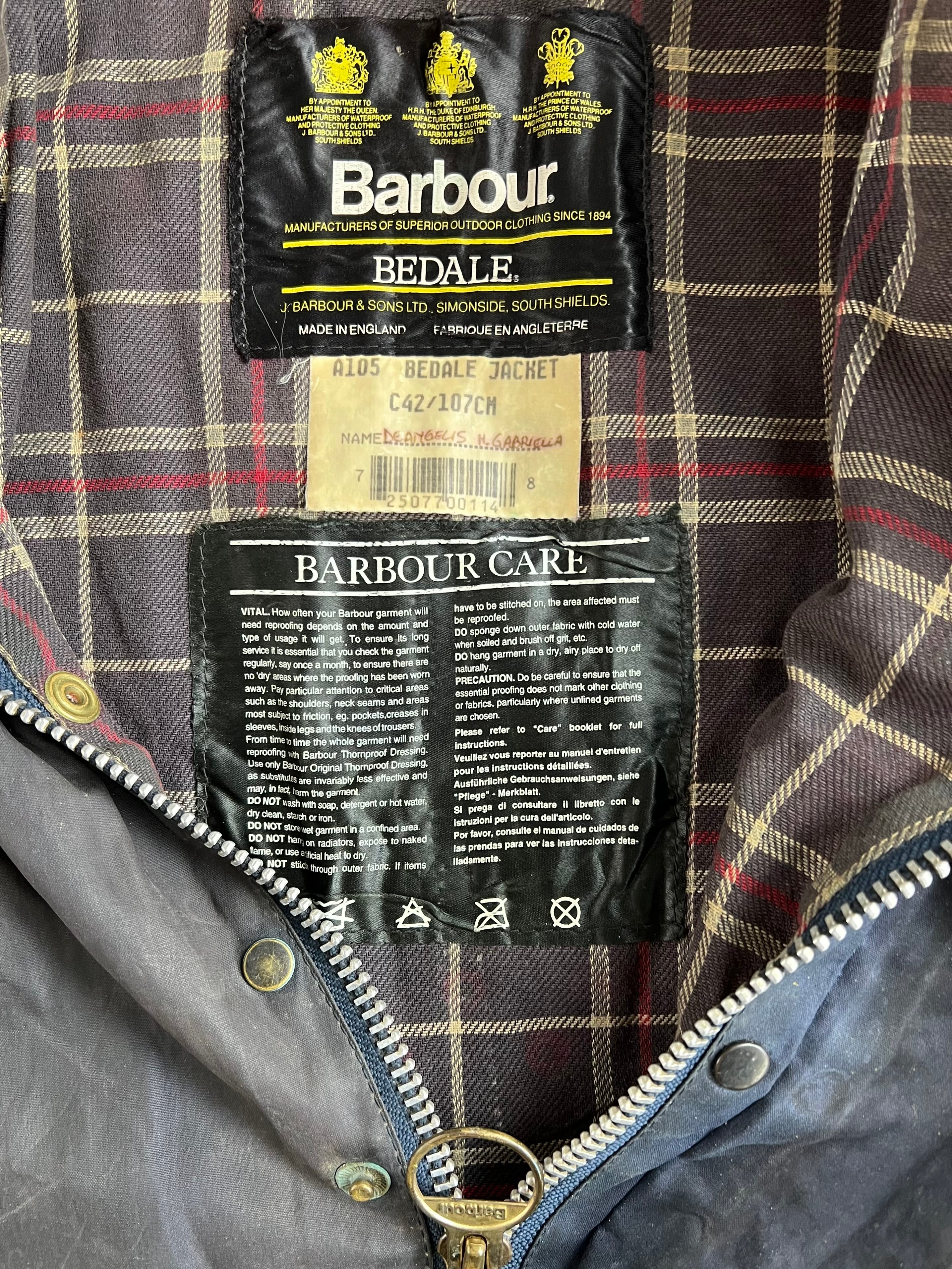 BARBOUR BEDALE WAXED JACKET BLUE - M/L