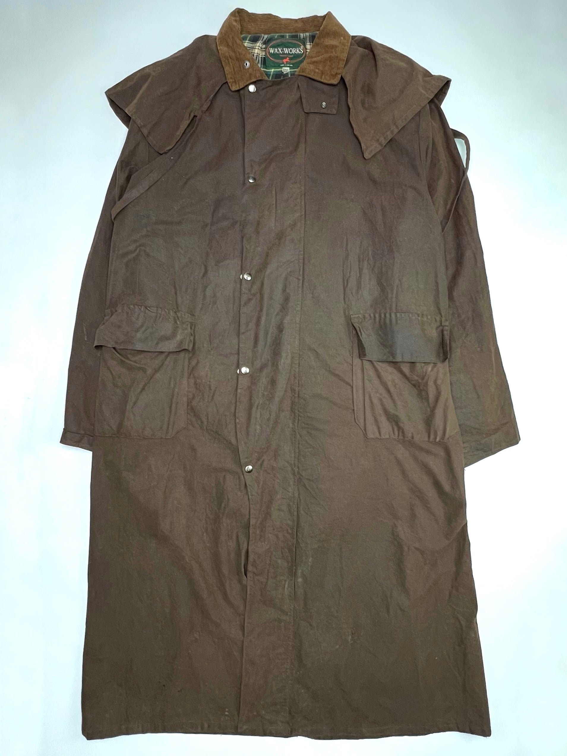 VINTAGE WAXED LONG PARKA JACKET BROWN - 3XL
