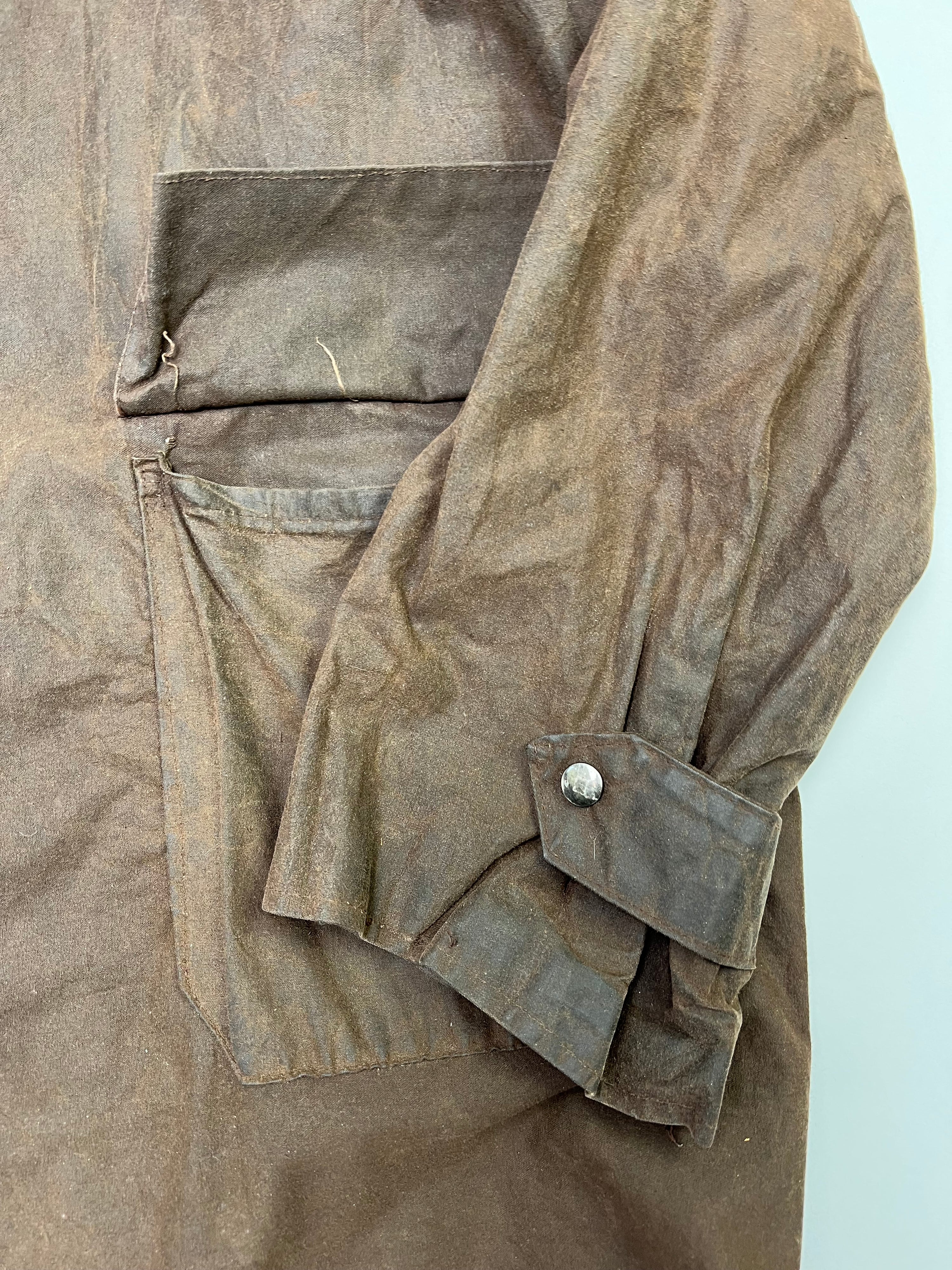 VINTAGE WAXED LONG PARKA JACKET BROWN - 3XL