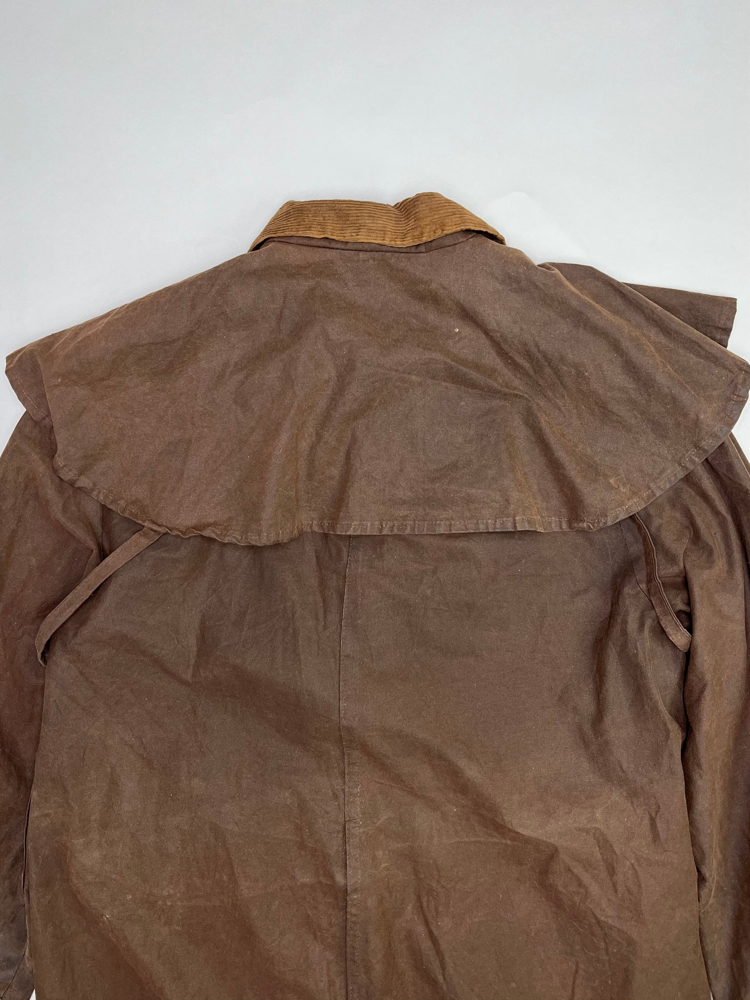 VINTAGE WAXED LONG PARKA JACKET BROWN - 3XL