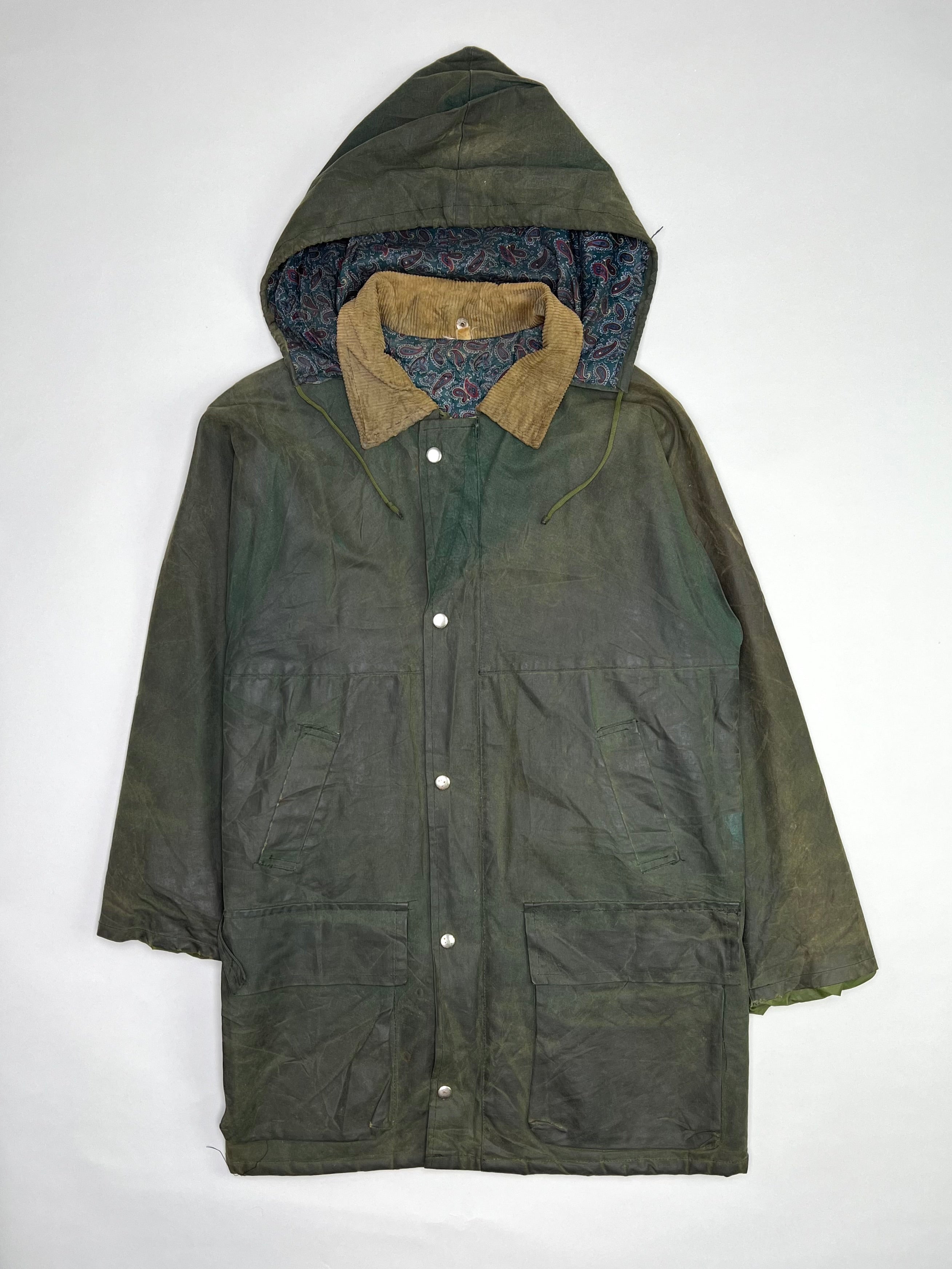 VINTAGE WAXED PARKA HUNTING JACKET GREEN - XS